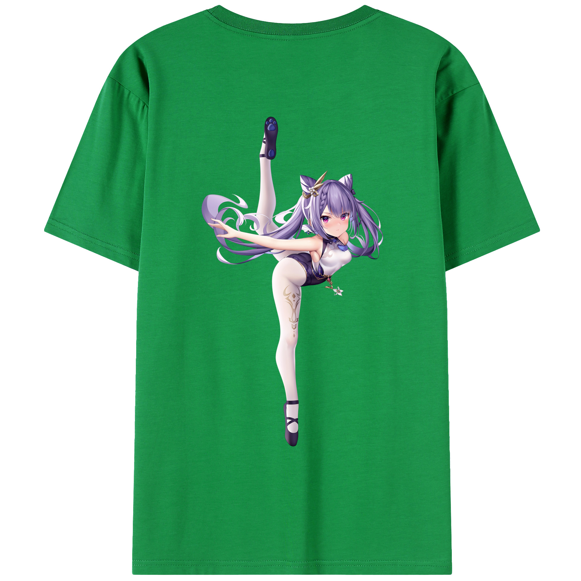 げんし神 刻晴 こくせい genshin Kokusei 綿100％ メンズ半袖Tシャツ（バックプリント） 通気性