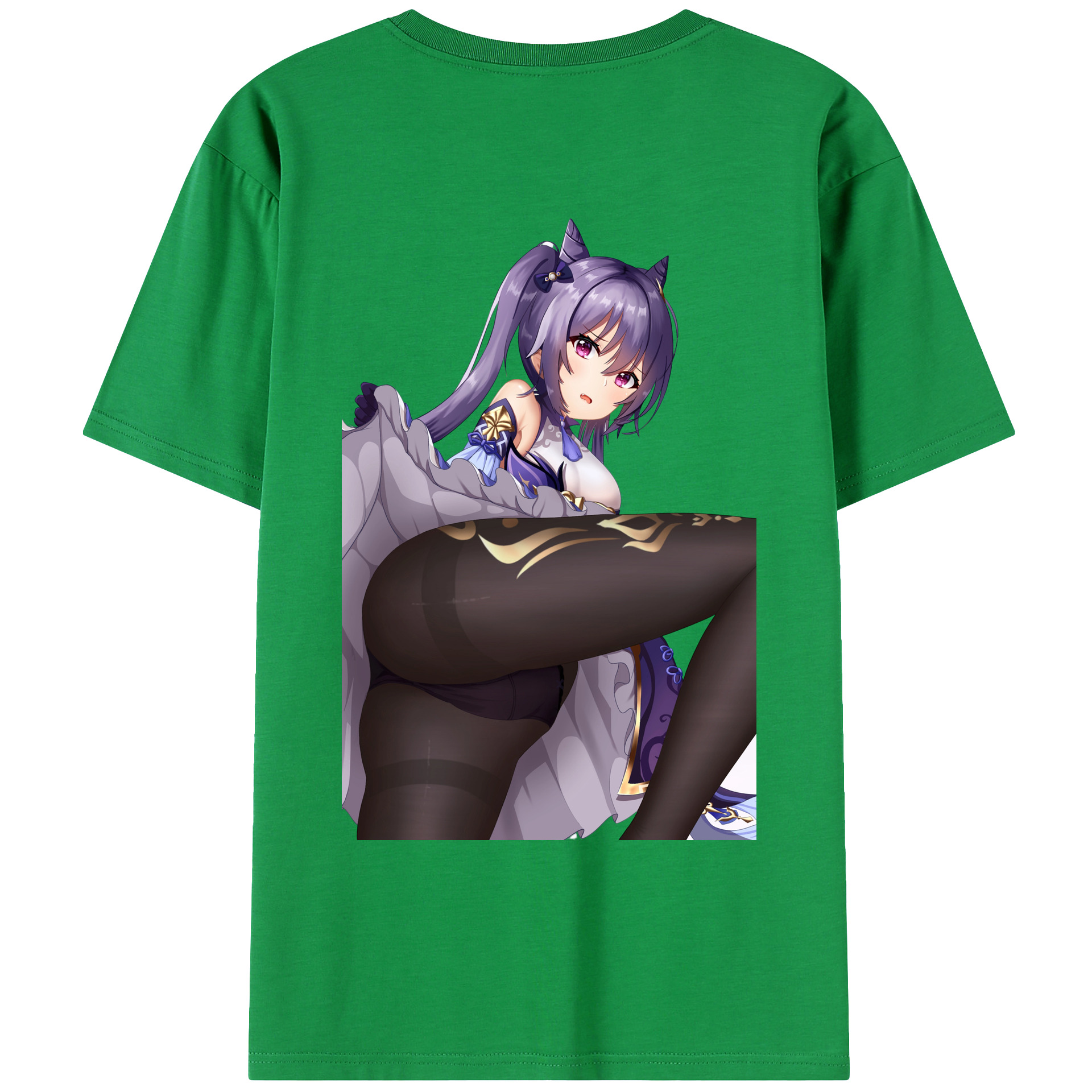 げんし神 刻晴 こくせい genshin Kokusei 綿100％ メンズ半袖Tシャツ（バックプリント） 通気性