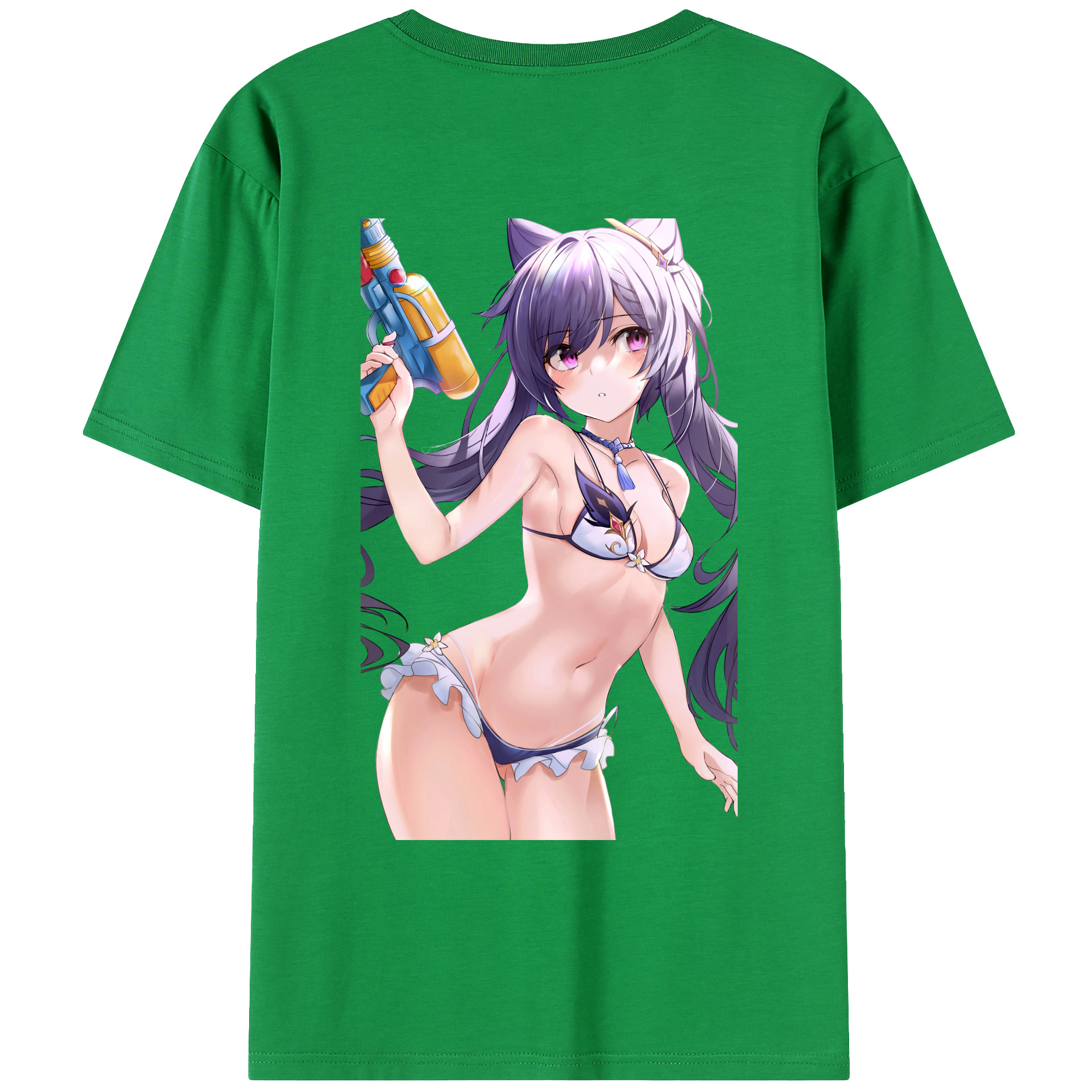 げんし神 刻晴 こくせい genshin Kokusei 綿100％ メンズ半袖Tシャツ（バックプリント） 通気性
