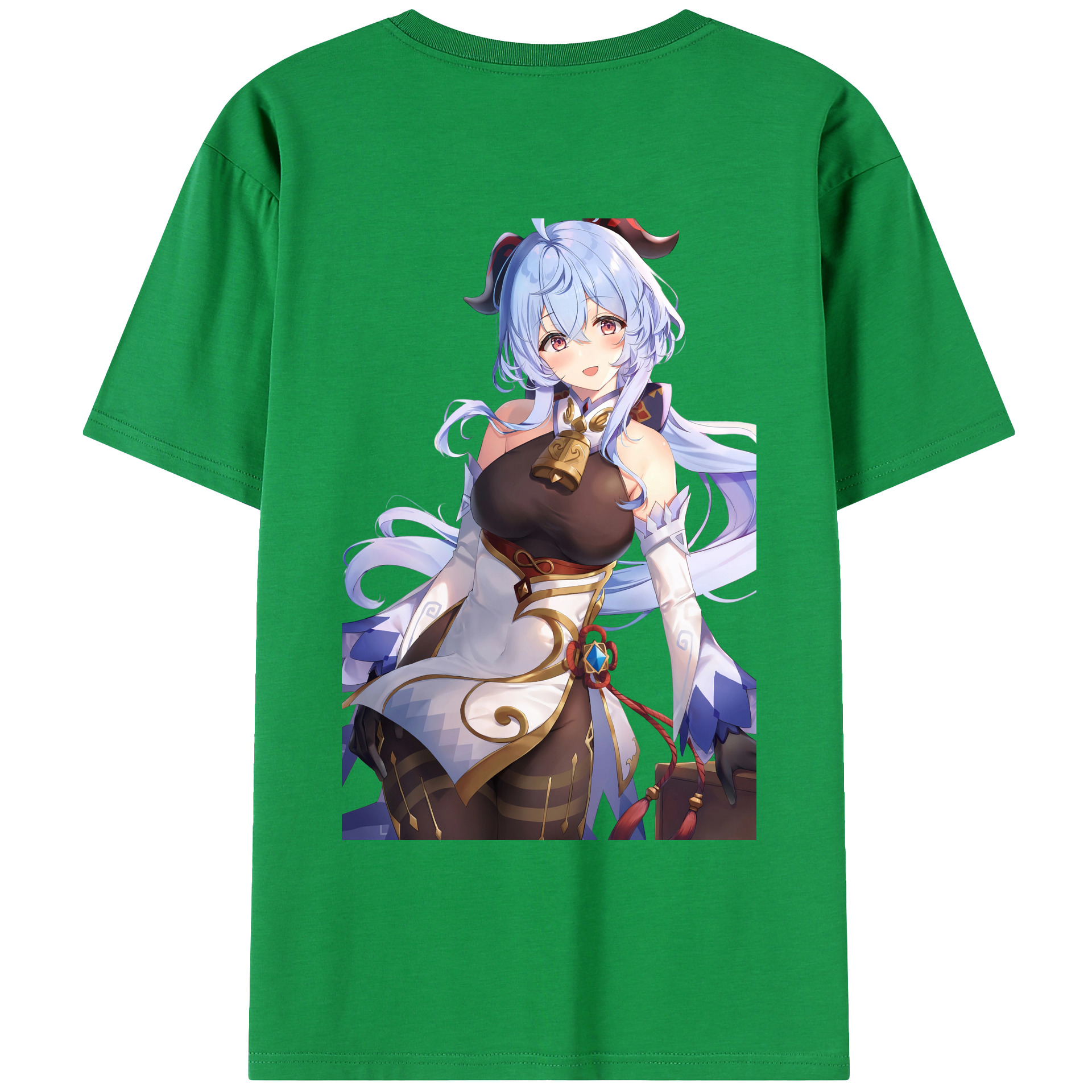 げんし神 甘雨 かんう genshin Ganyu 綿100％ メンズ半袖Tシャツ（バックプリント） 通気性