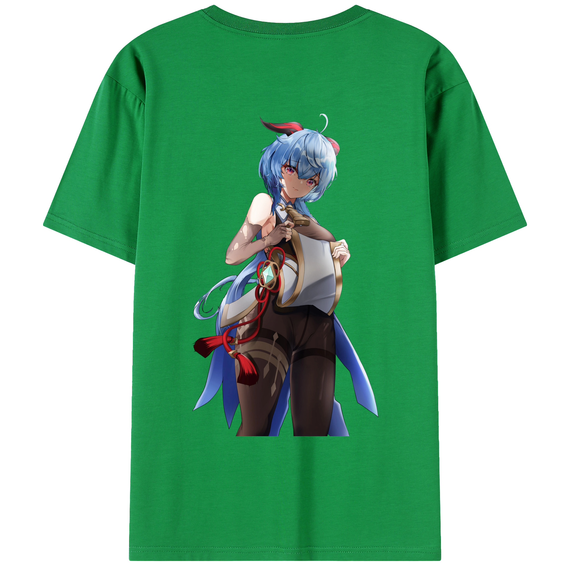 げんし神 甘雨 かんう genshin Ganyu 綿100％ メンズ半袖Tシャツ（バックプリント） 通気性