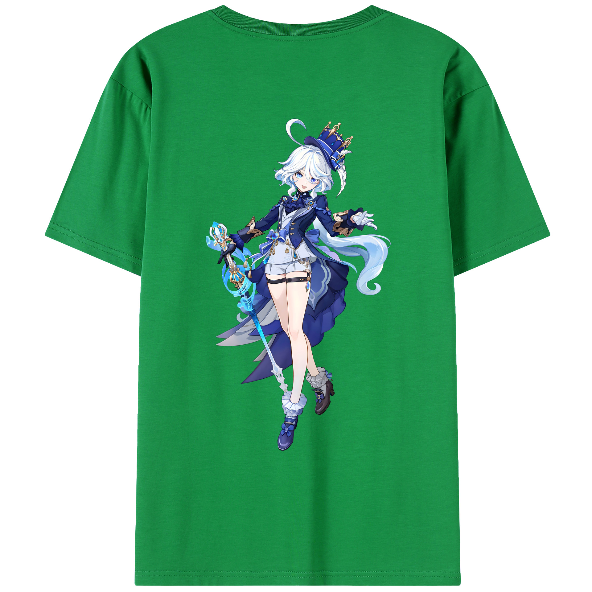げんし神 フリーナ genshin Furina 綿100％ メンズ半袖Tシャツ（バックプリント） 通気性