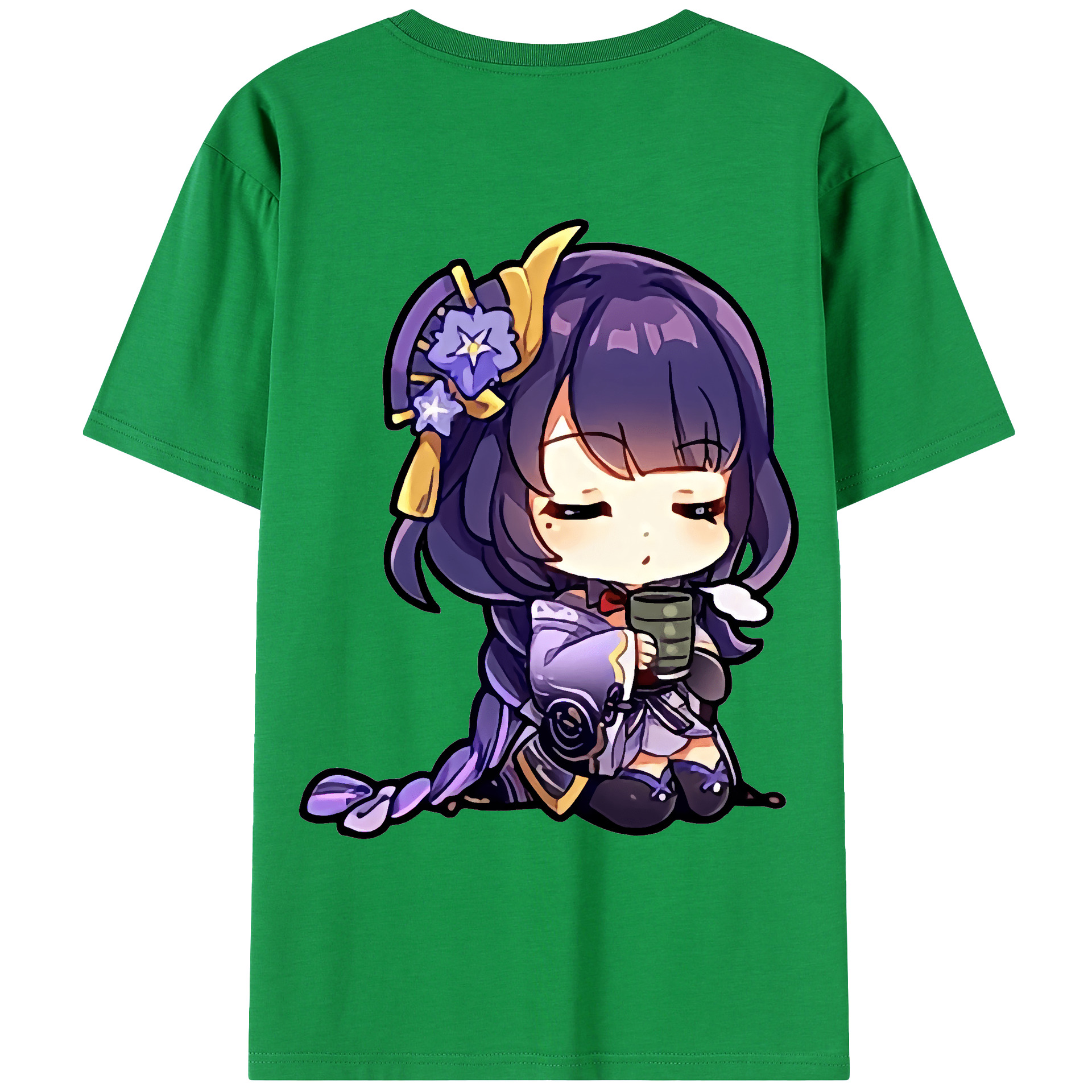 げんし神 雷電将軍 らいでんしょうぐん genshin Raiden Shogun 綿100％ メンズ半袖Tシャツ（バックプリント） 通気性
