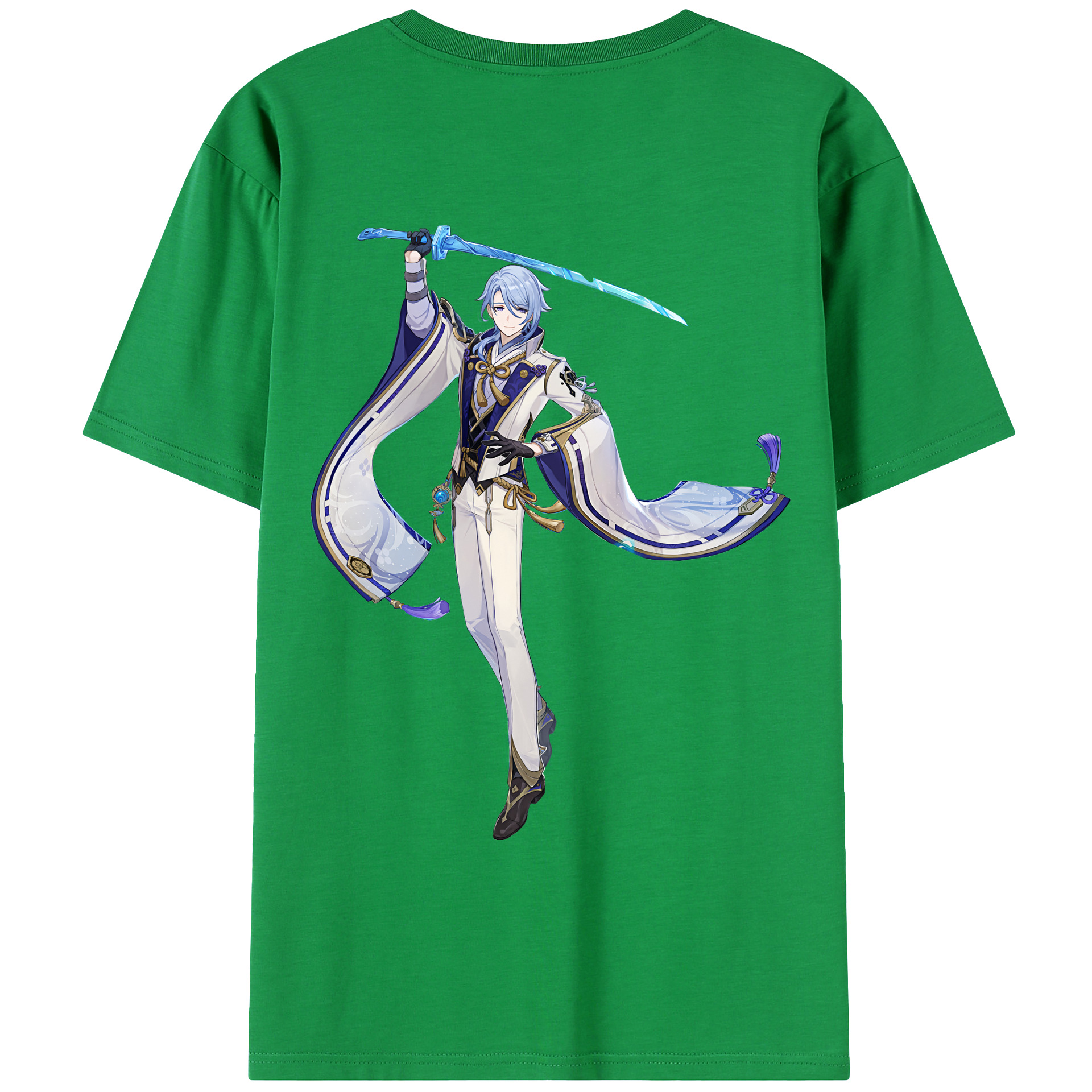 げんし神 神里綾人 かみさとあやと genshin Kamisato Ayato 綿100％ メンズ半袖Tシャツ（バックプリント） 通気性