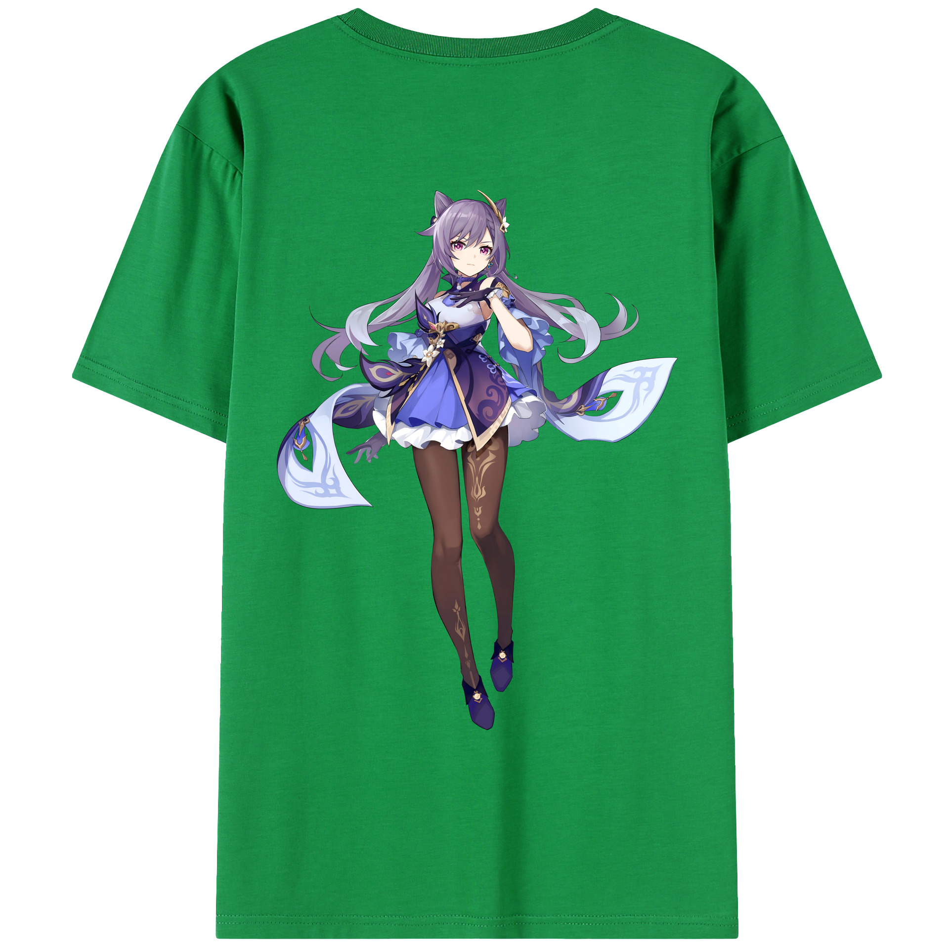 げんし神 刻晴 こくせい genshin Kokusei 綿100％ メンズ半袖Tシャツ（バックプリント） 通気性