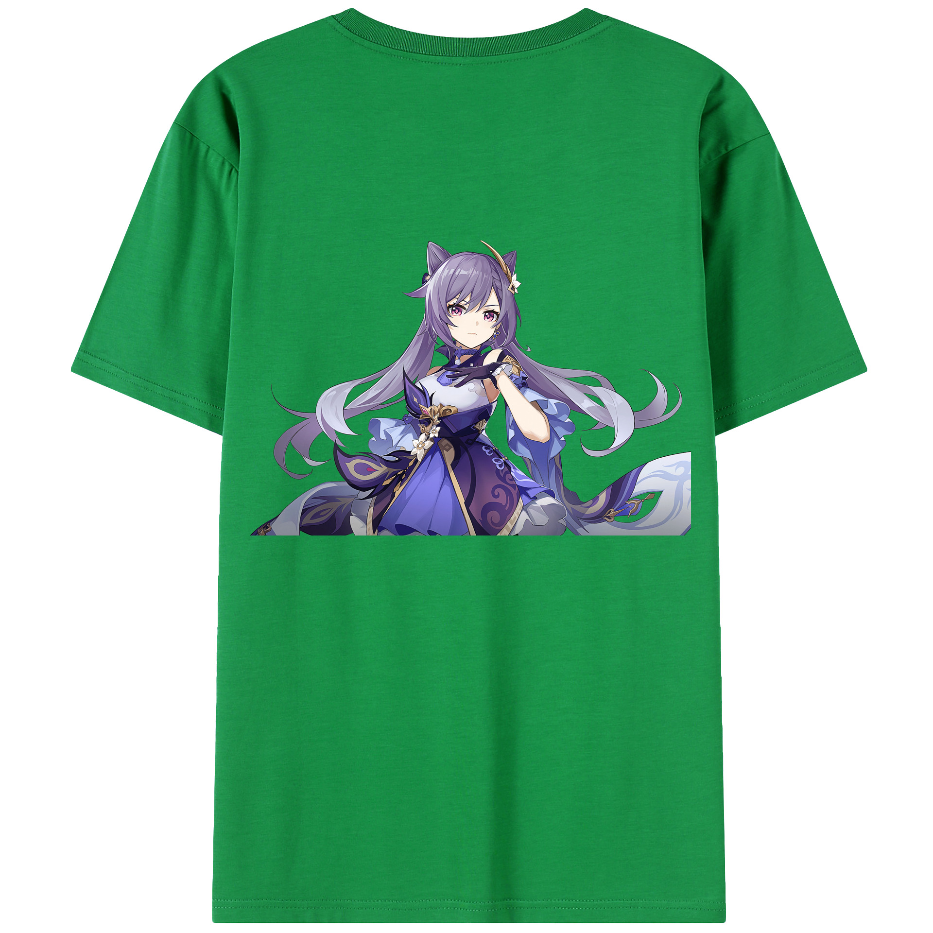 げんし神 刻晴 こくせい genshin Kokusei 綿100％ メンズ半袖Tシャツ（バックプリント） 通気性