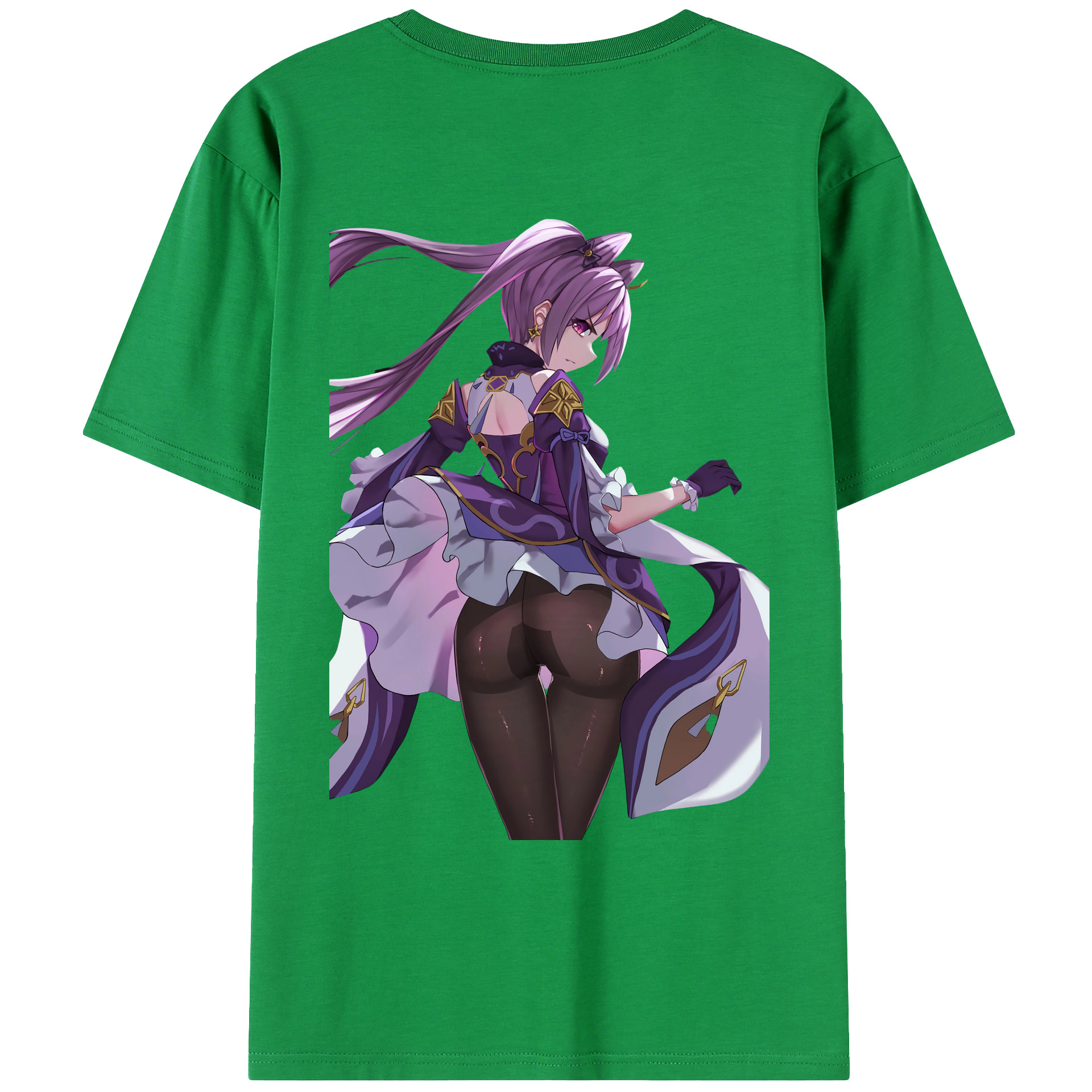げんし神 刻晴 こくせい genshin Kokusei 綿100％ メンズ半袖Tシャツ（バックプリント） 通気性