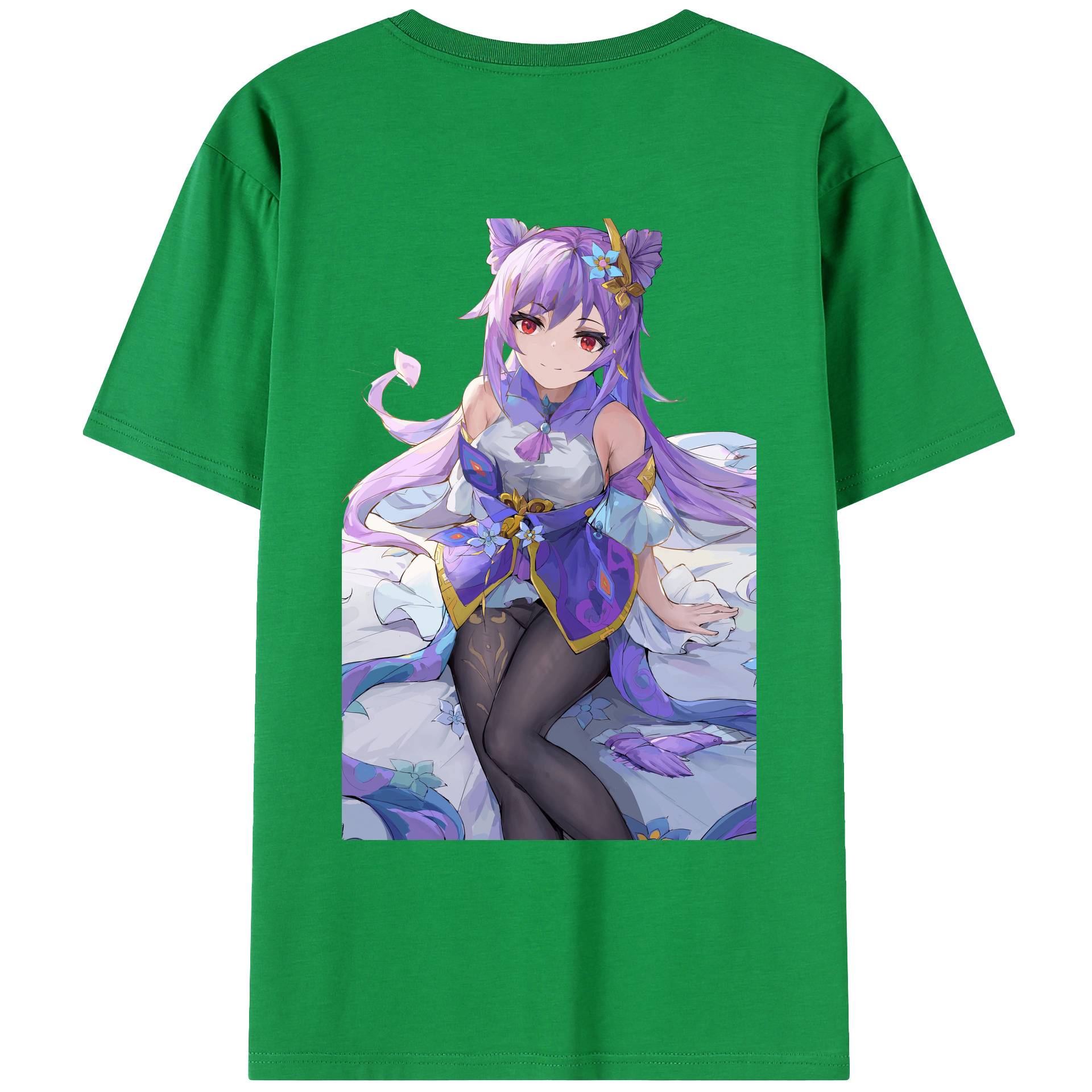げんし神 刻晴 こくせい genshin Kokusei 綿100％ メンズ半袖Tシャツ（バックプリント） 通気性