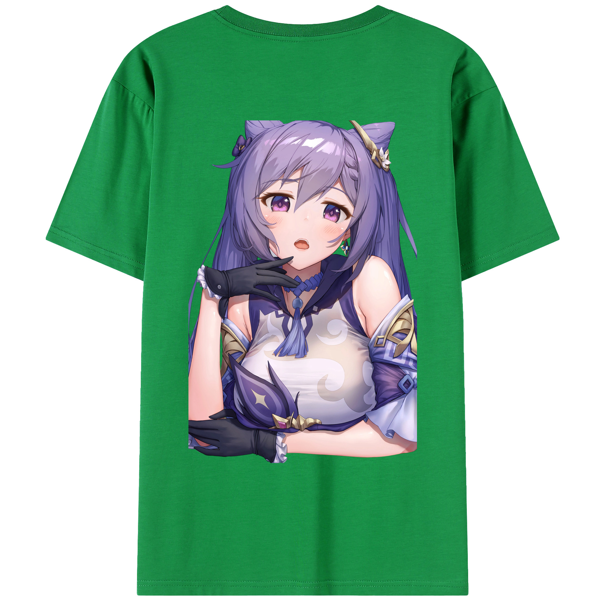 げんし神 刻晴 こくせい genshin Kokusei 綿100％ メンズ半袖Tシャツ（バックプリント） 通気性