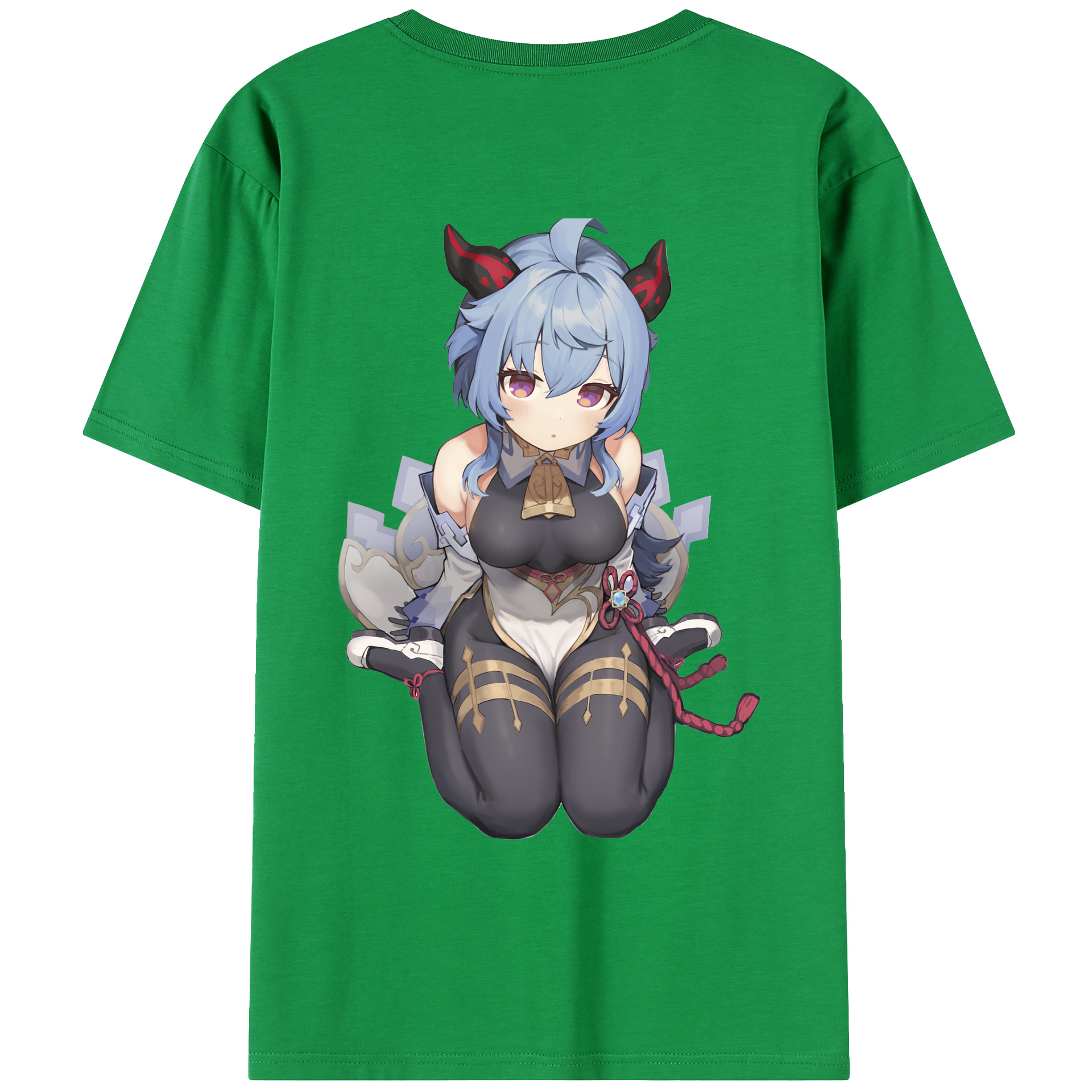 げんし神 甘雨 かんう genshin Ganyu 綿100％ メンズ半袖Tシャツ（バックプリント） 通気性
