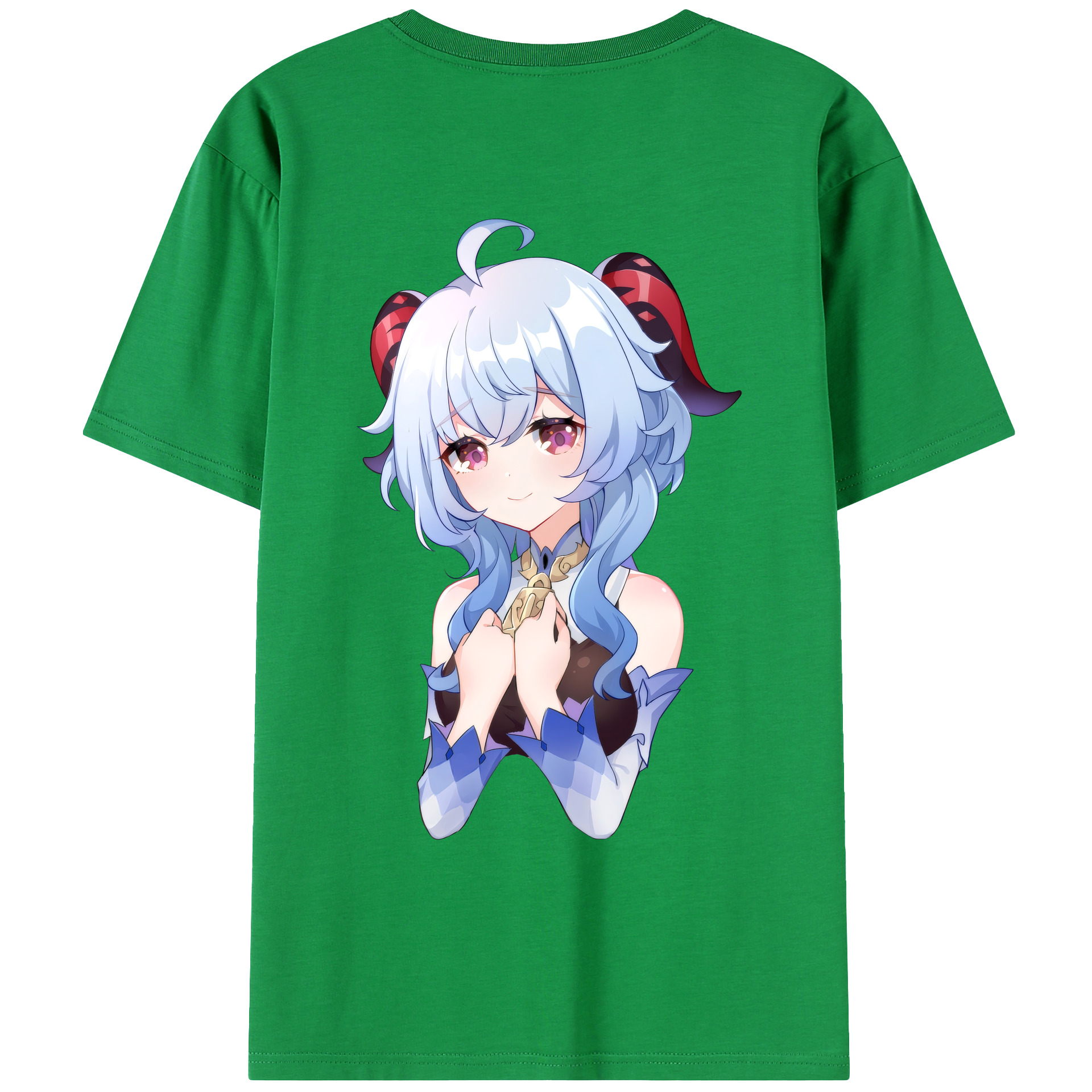 げんし神 甘雨 かんう genshin Ganyu 綿100％ メンズ半袖Tシャツ（バックプリント） 通気性