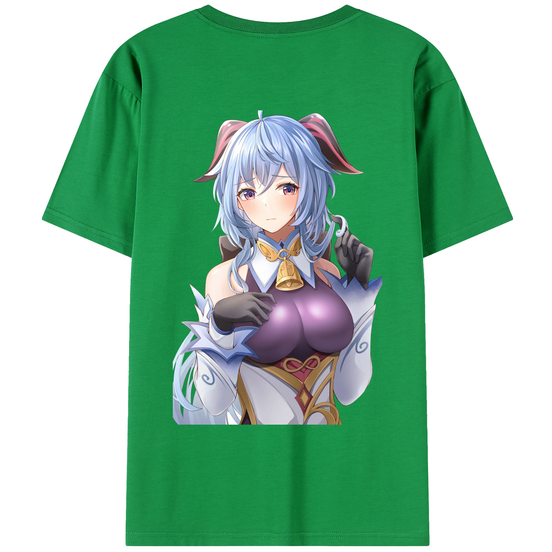 げんし神 甘雨 かんう genshin Ganyu 綿100％ メンズ半袖Tシャツ（バックプリント） 通気性