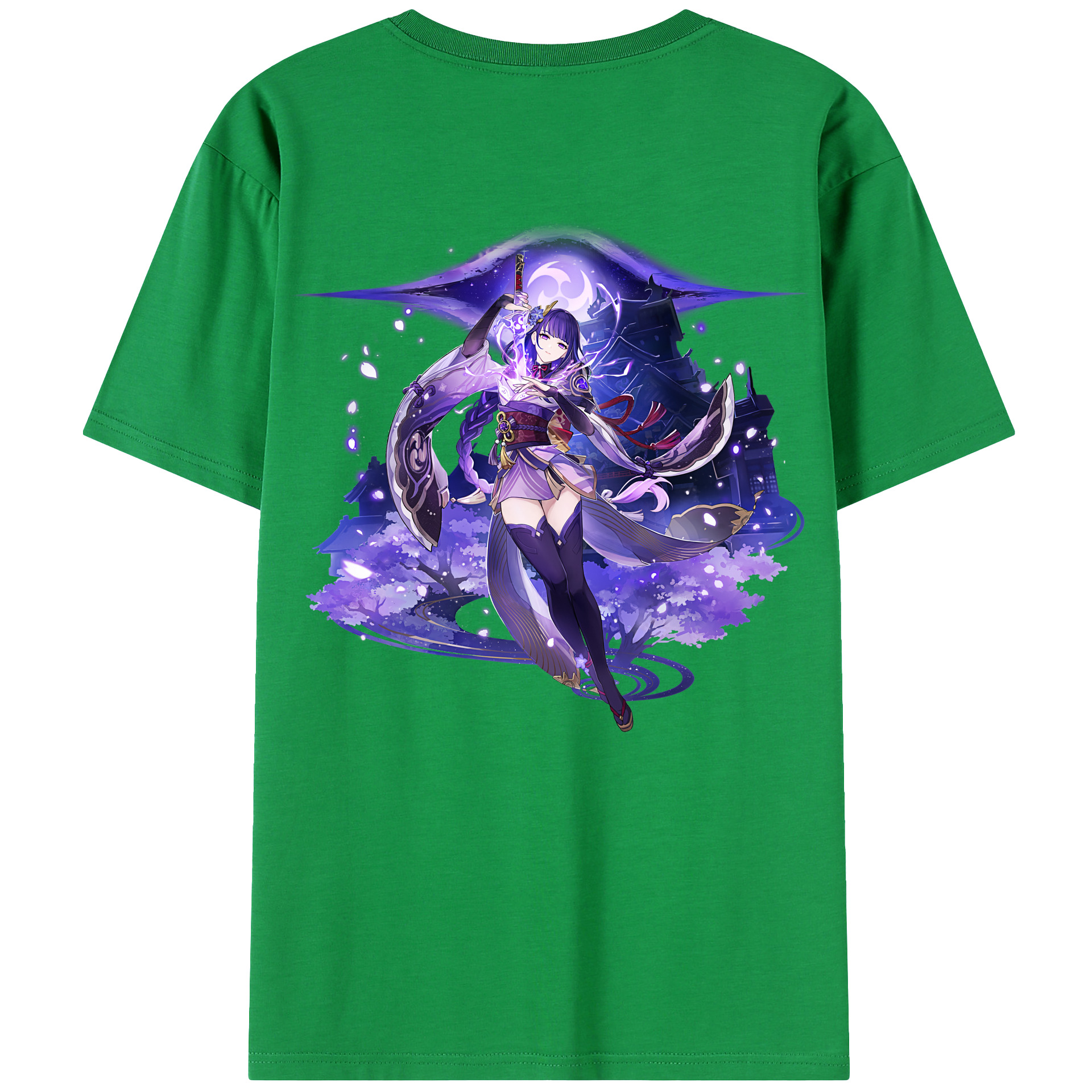 げんし神 雷電将軍 らいでんしょうぐん genshin Raiden Shogun 綿100％ メンズ半袖Tシャツ（バックプリント） 通気性