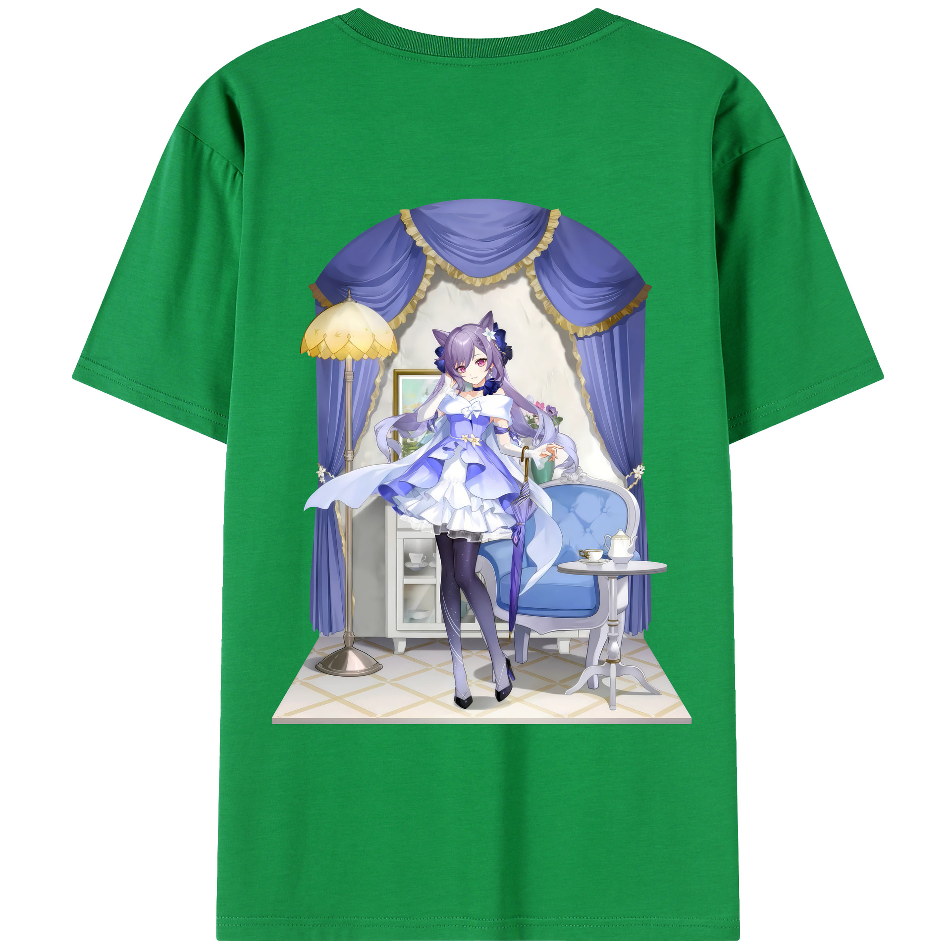 げんし神 刻晴 こくせい genshin Kokusei 綿100％ メンズ半袖Tシャツ（バックプリント） 通気性