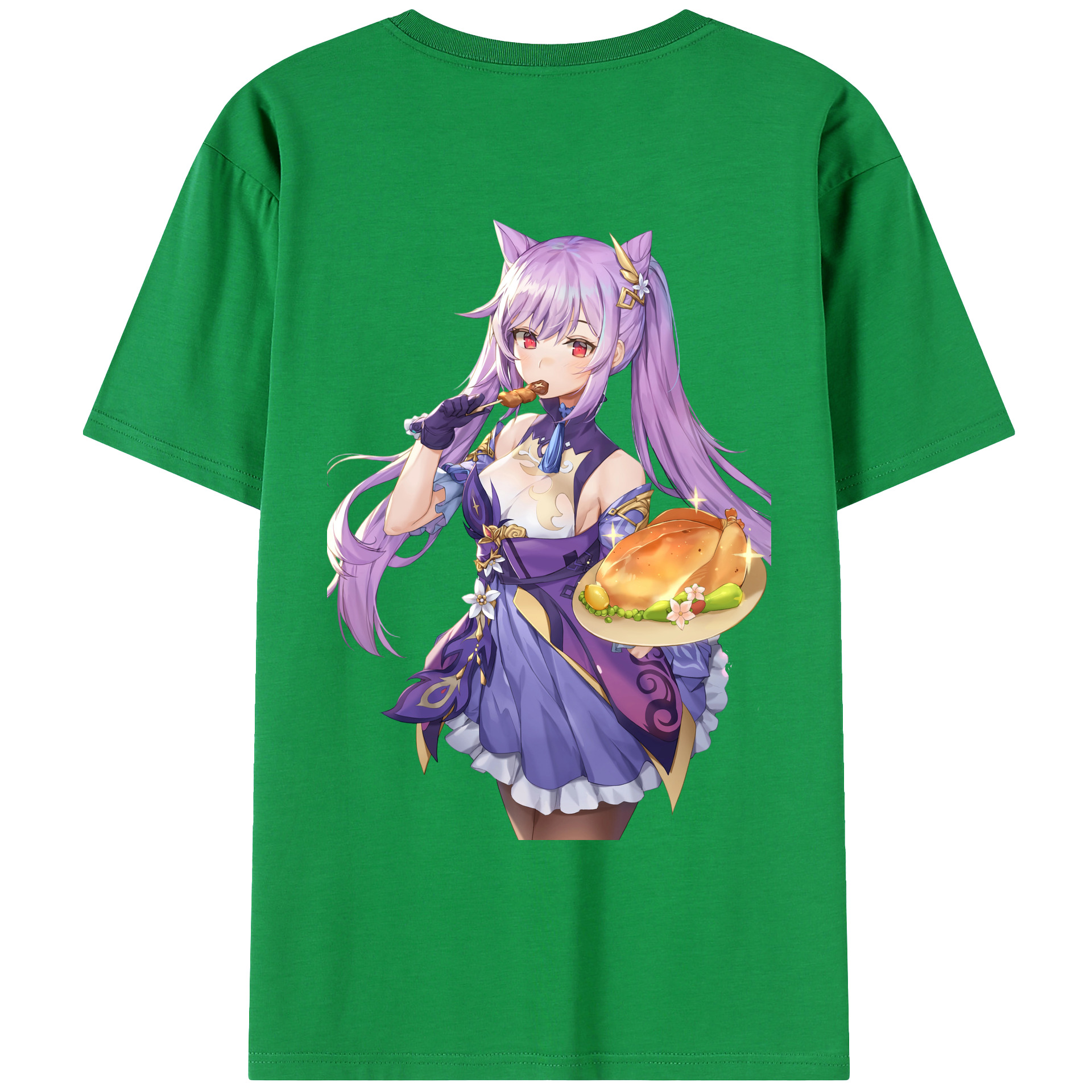 げんし神 刻晴 こくせい genshin Kokusei 綿100％ メンズ半袖Tシャツ（バックプリント） 通気性