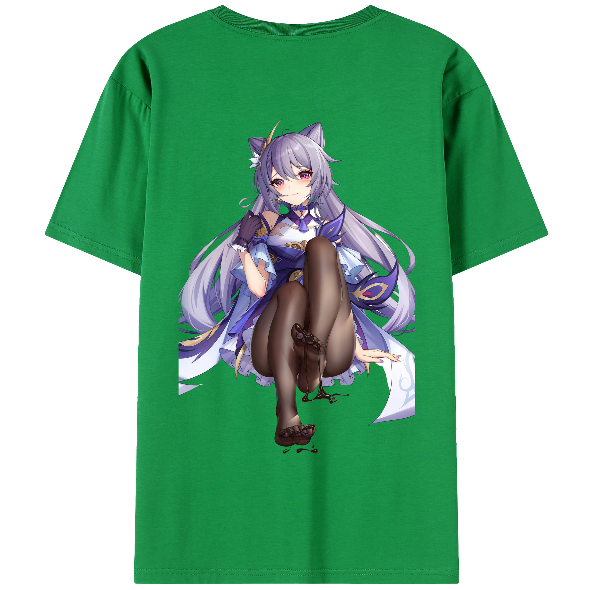 げんし神 刻晴 こくせい genshin Kokusei 綿100％ メンズ半袖Tシャツ（バックプリント） 通気性