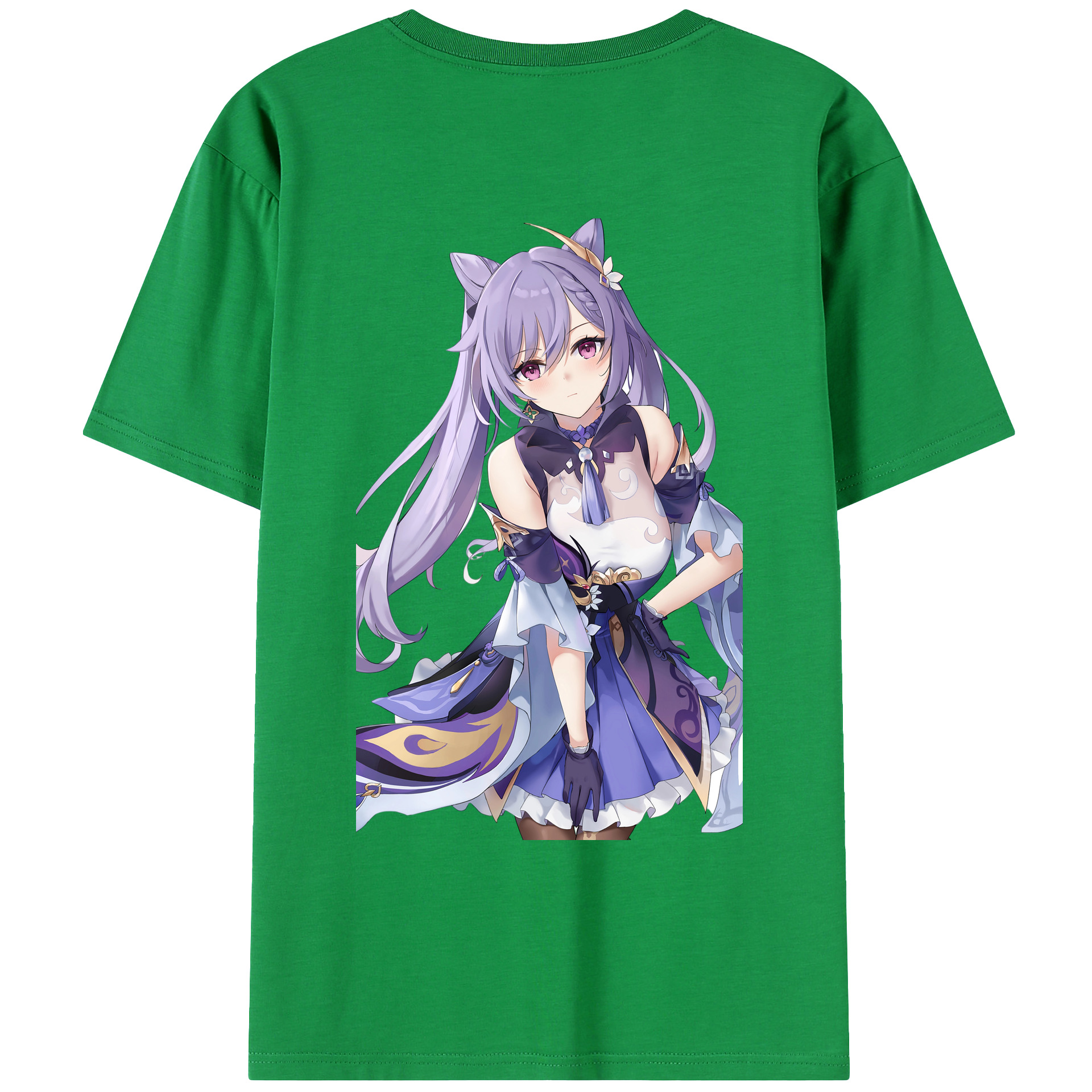 げんし神 刻晴 こくせい genshin Kokusei 綿100％ メンズ半袖Tシャツ（バックプリント） 通気性