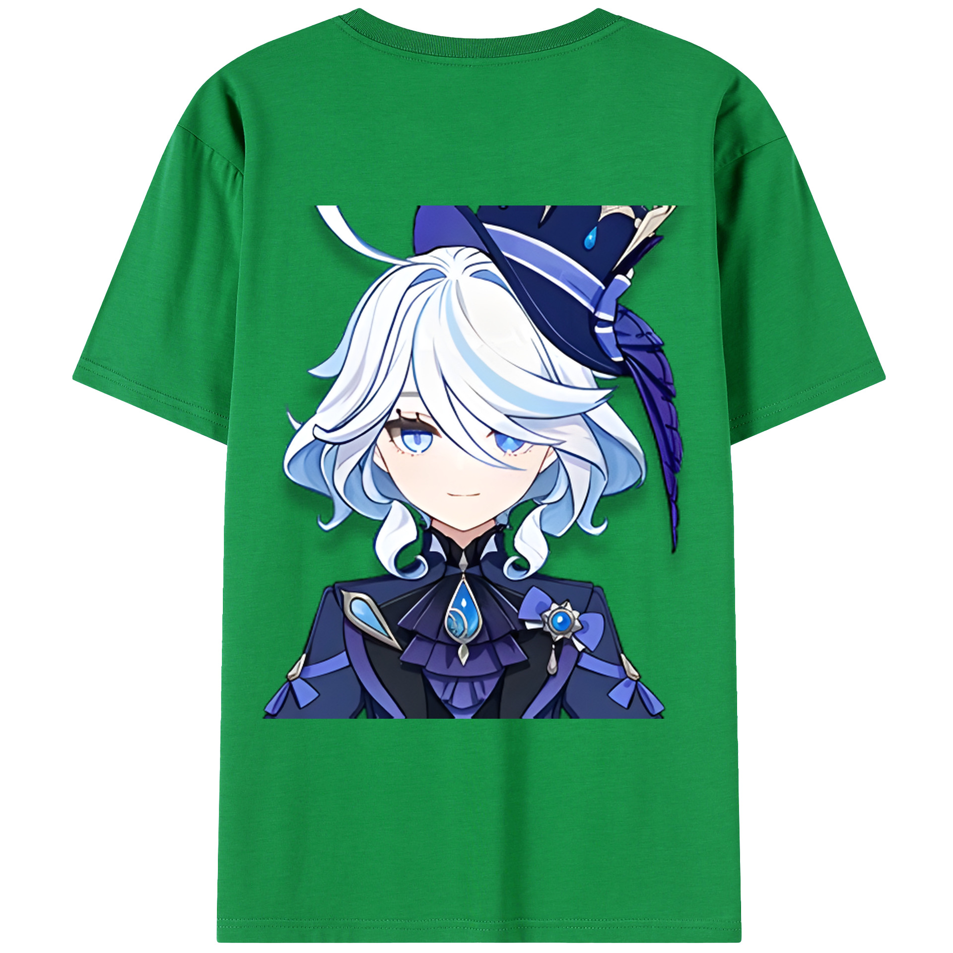 げんし神 フリーナ genshin Furina 綿100％ メンズ半袖Tシャツ（バックプリント） 通気性