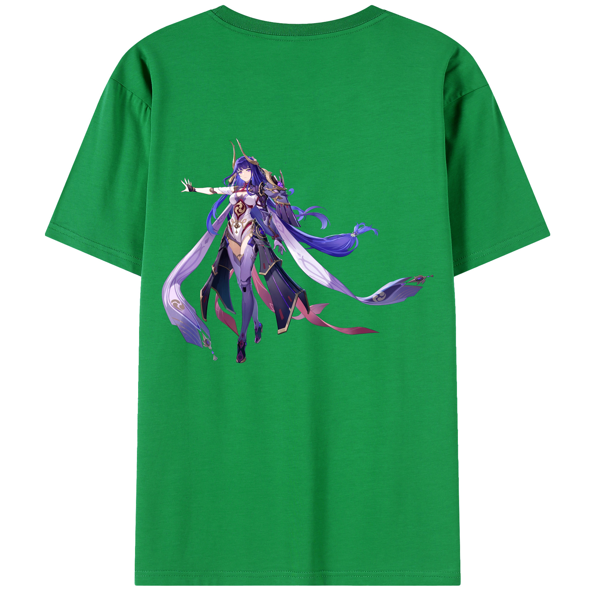 げんし神 雷電将軍 らいでんしょうぐん genshin Raiden Shogun 綿100％ メンズ半袖Tシャツ（バックプリント） 通気性