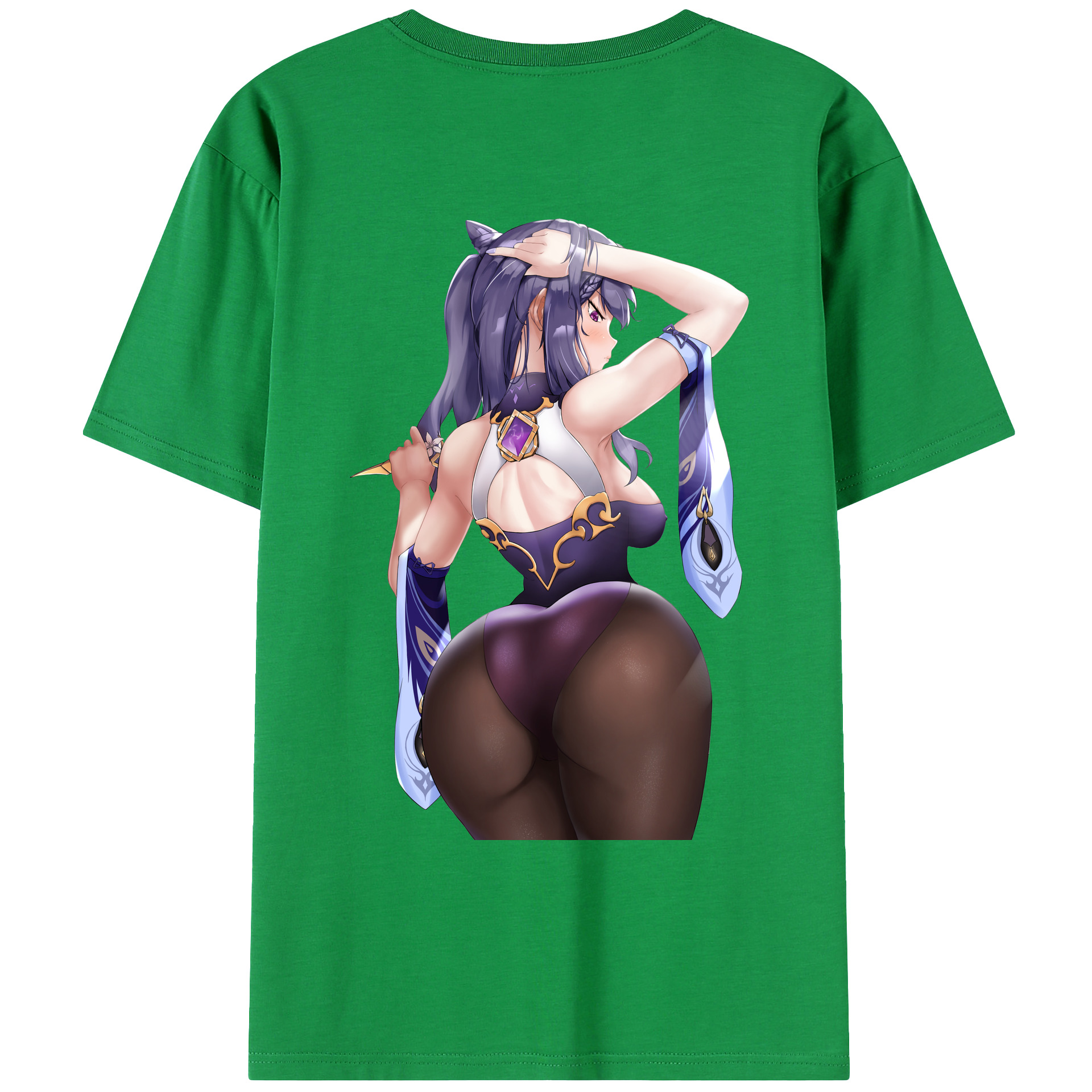 げんし神 刻晴 こくせい genshin Kokusei 綿100％ メンズ半袖Tシャツ（バックプリント） 通気性