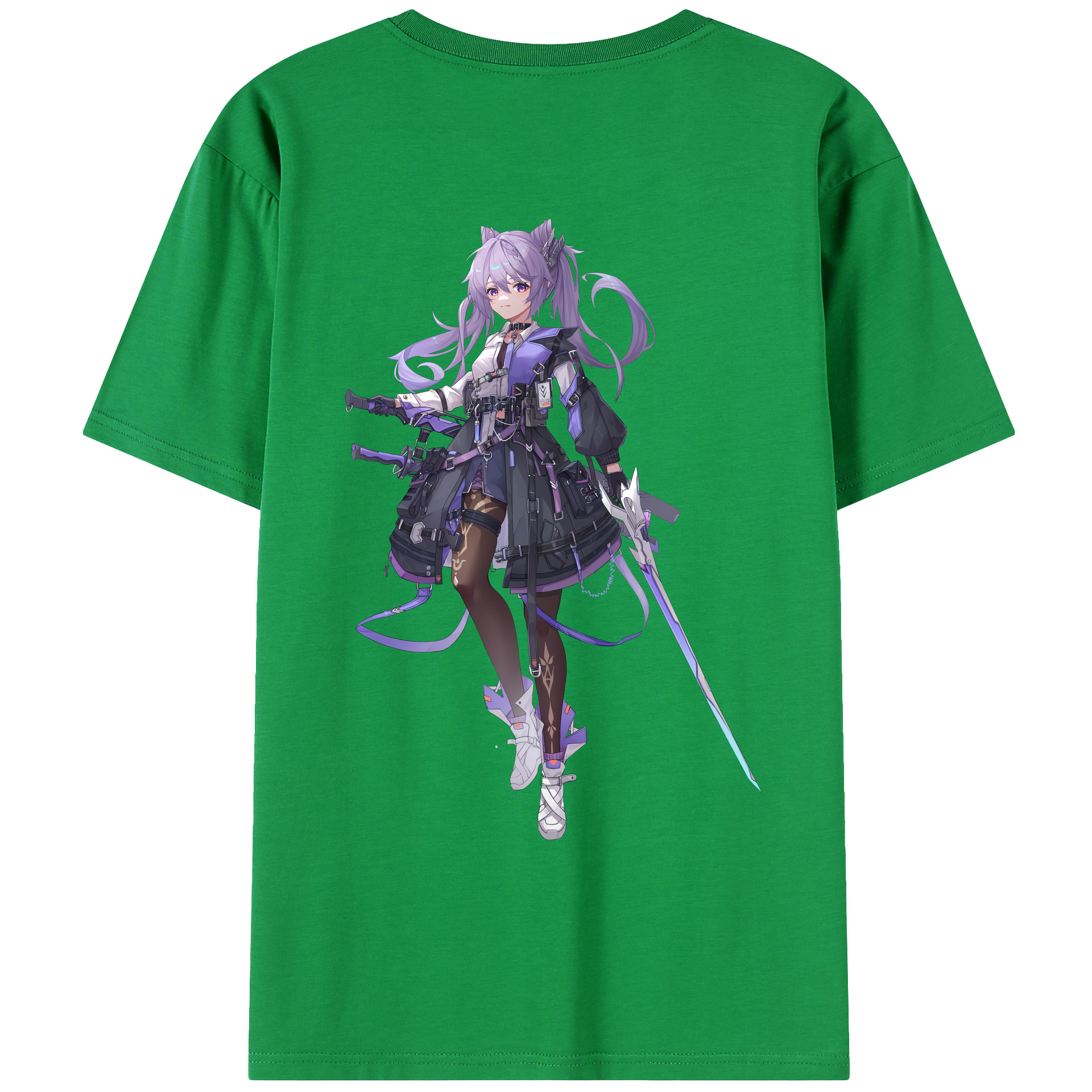 げんし神 刻晴 こくせい genshin Kokusei 綿100％ メンズ半袖Tシャツ（バックプリント） 通気性