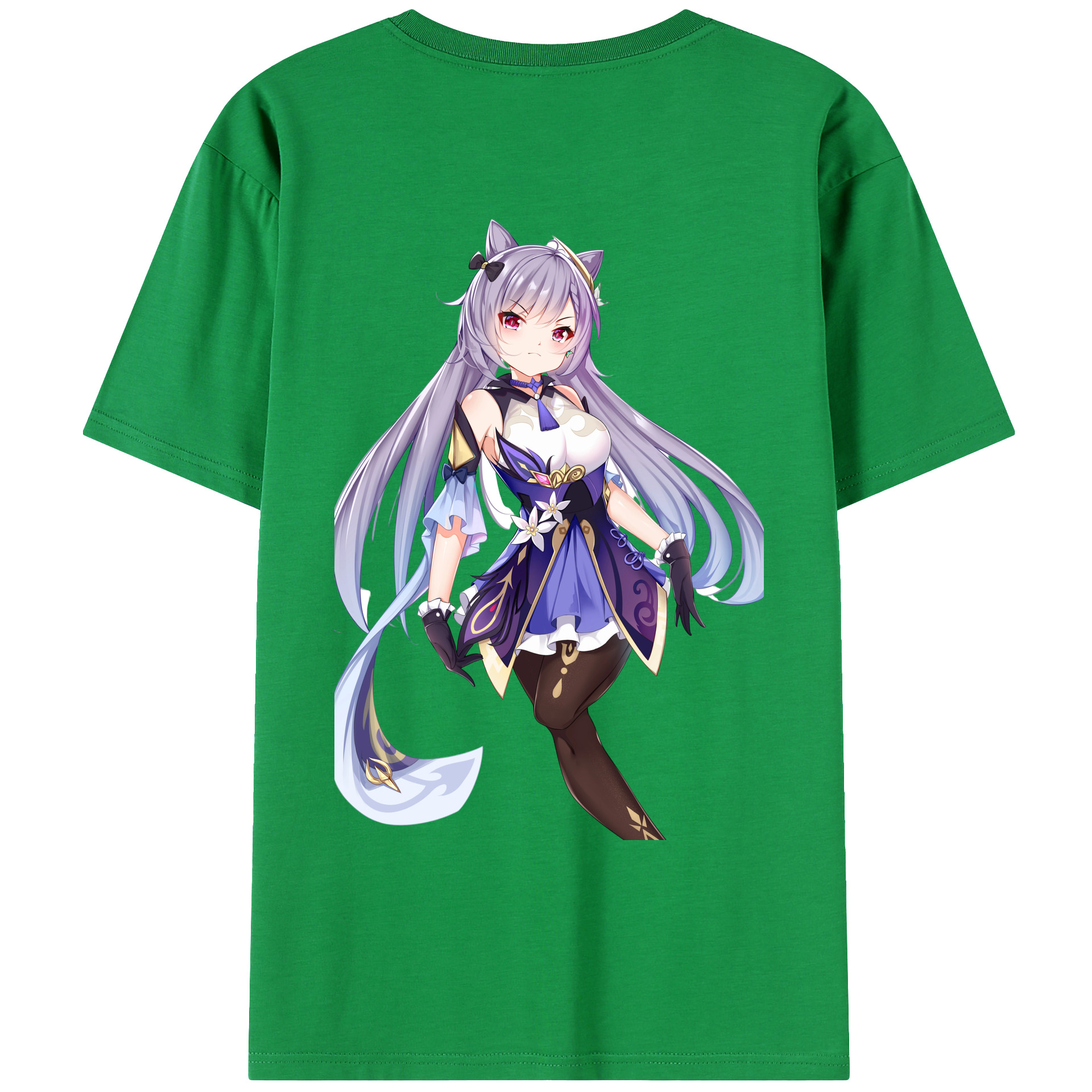 げんし神 刻晴 こくせい genshin Kokusei 綿100％ メンズ半袖Tシャツ（バックプリント） 通気性