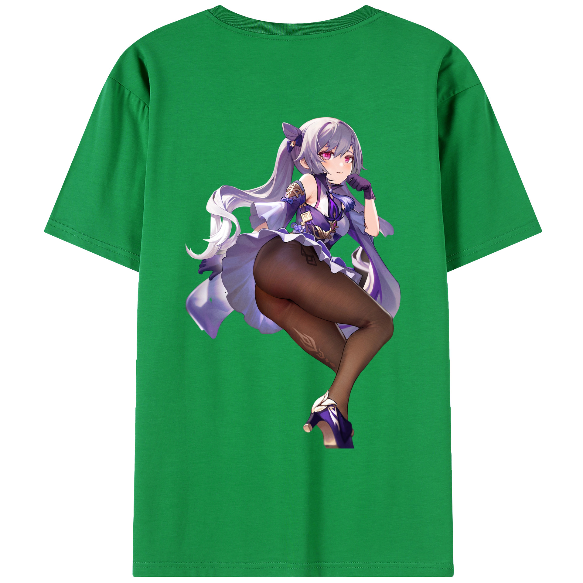げんし神 刻晴 こくせい genshin Kokusei 綿100％ メンズ半袖Tシャツ（バックプリント） 通気性