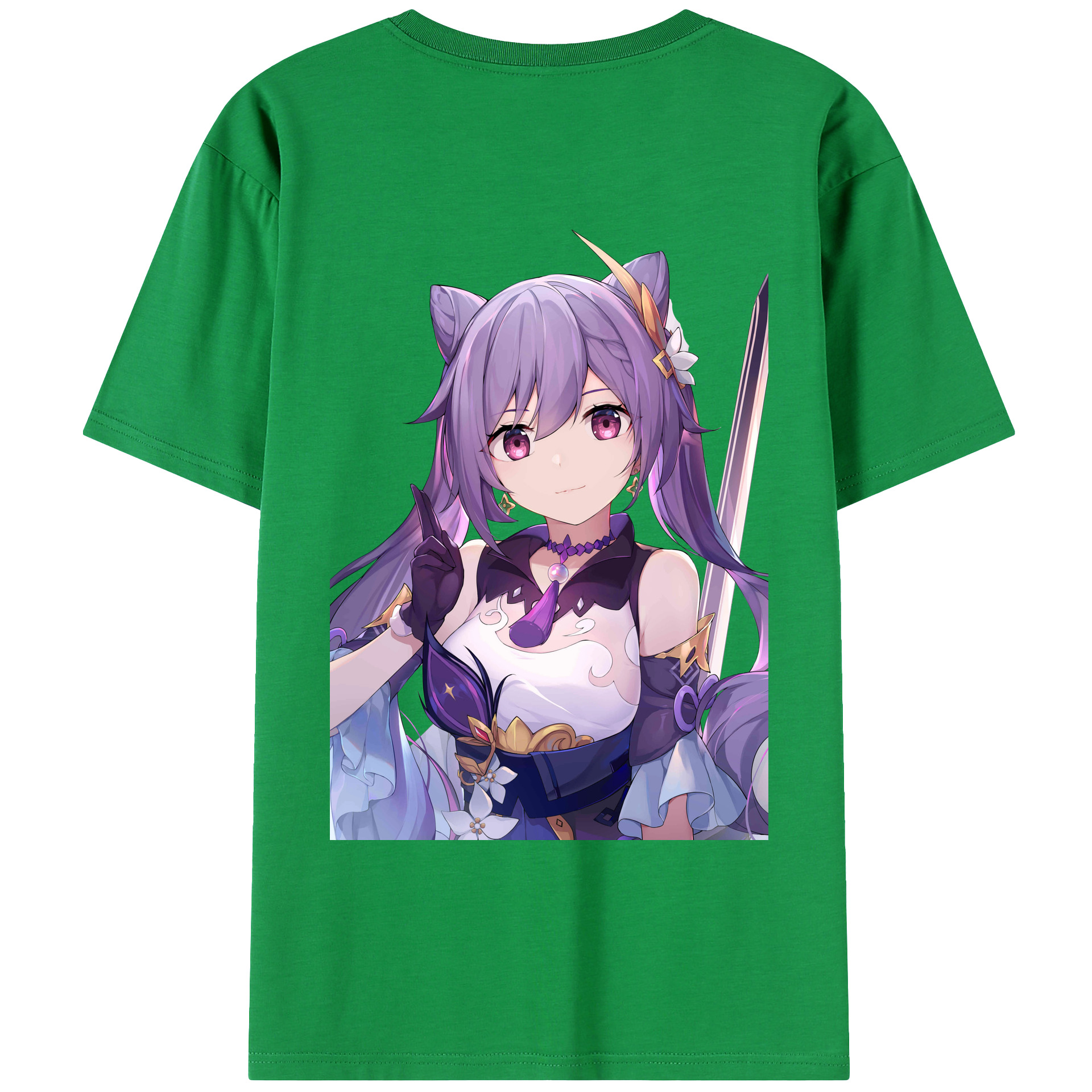 げんし神 刻晴 こくせい genshin Kokusei 綿100％ メンズ半袖Tシャツ（バックプリント） 通気性