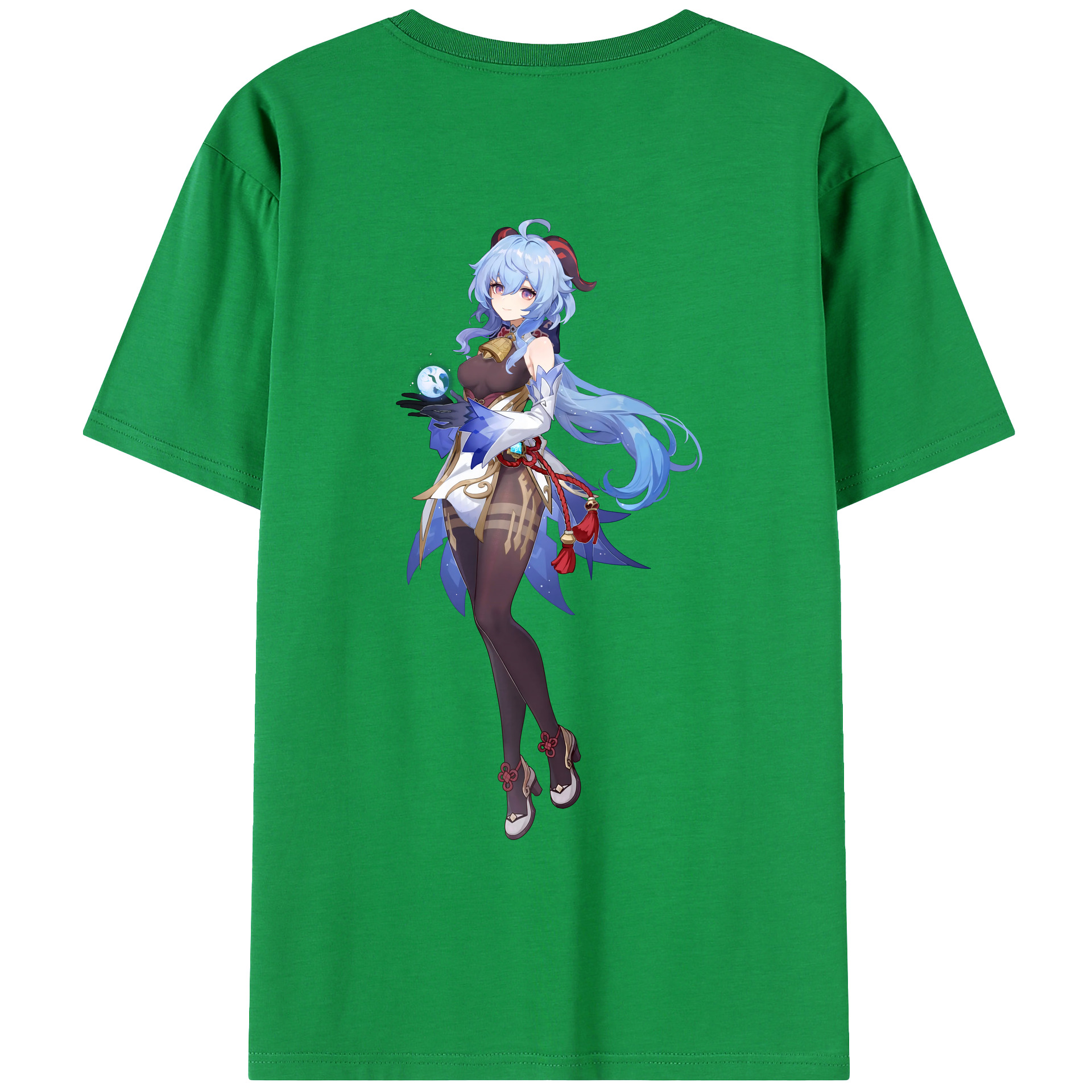 げんし神 甘雨 かんう genshin Ganyu 綿100％ メンズ半袖Tシャツ（バックプリント） 通気性