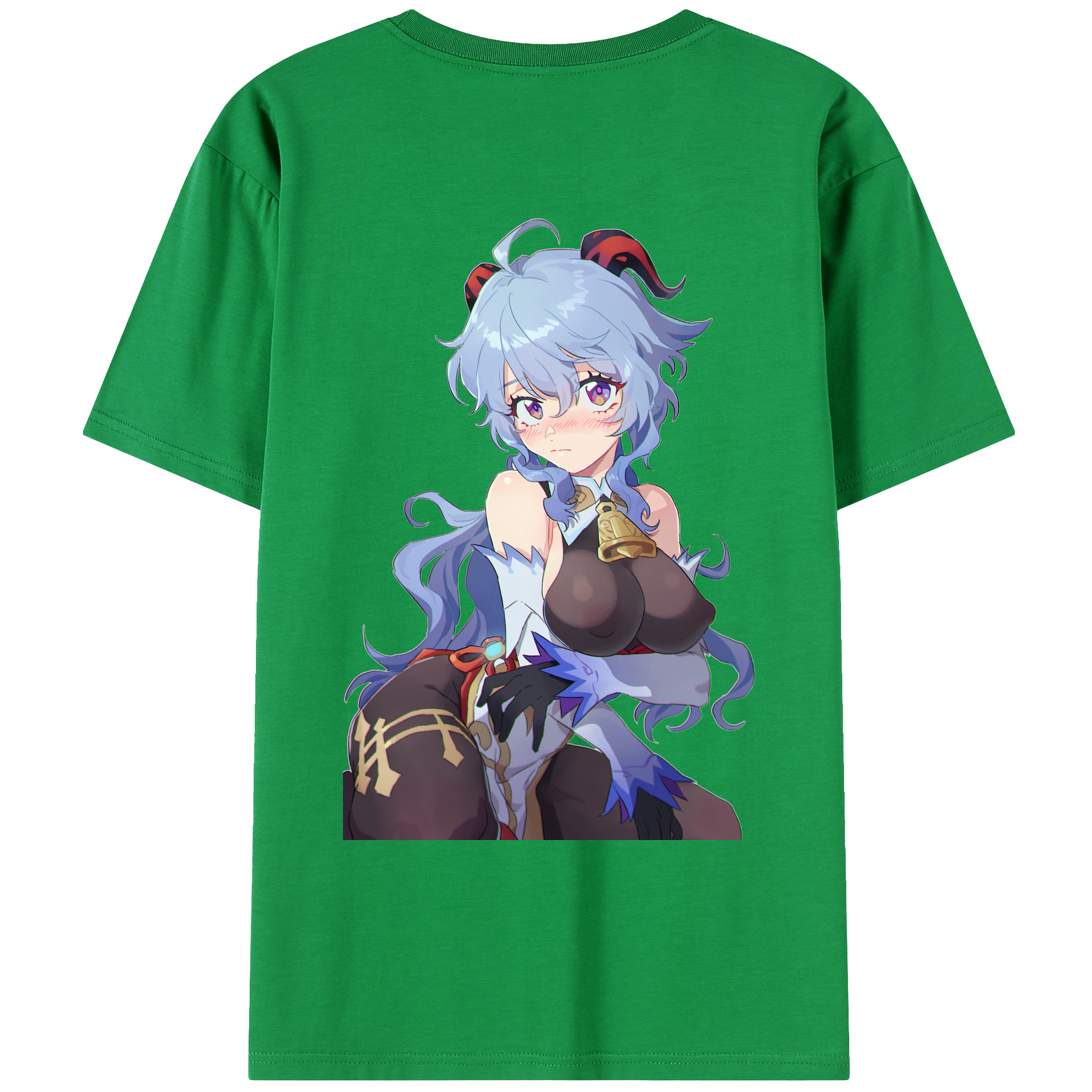 げんし神 甘雨 かんう genshin Ganyu 綿100％ メンズ半袖Tシャツ（バックプリント） 通気性