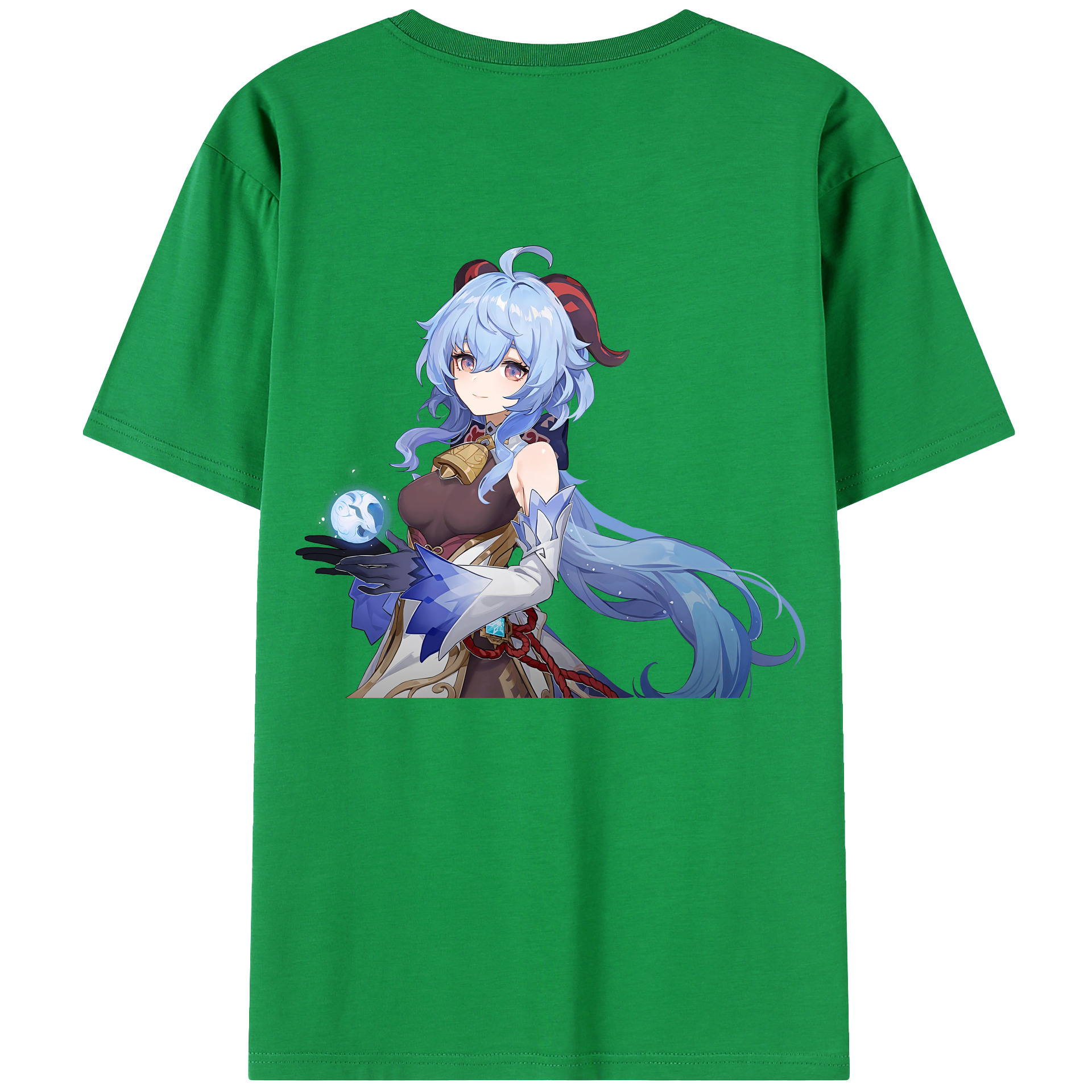 げんし神 甘雨 かんう genshin Ganyu 綿100％ メンズ半袖Tシャツ（バックプリント） 通気性