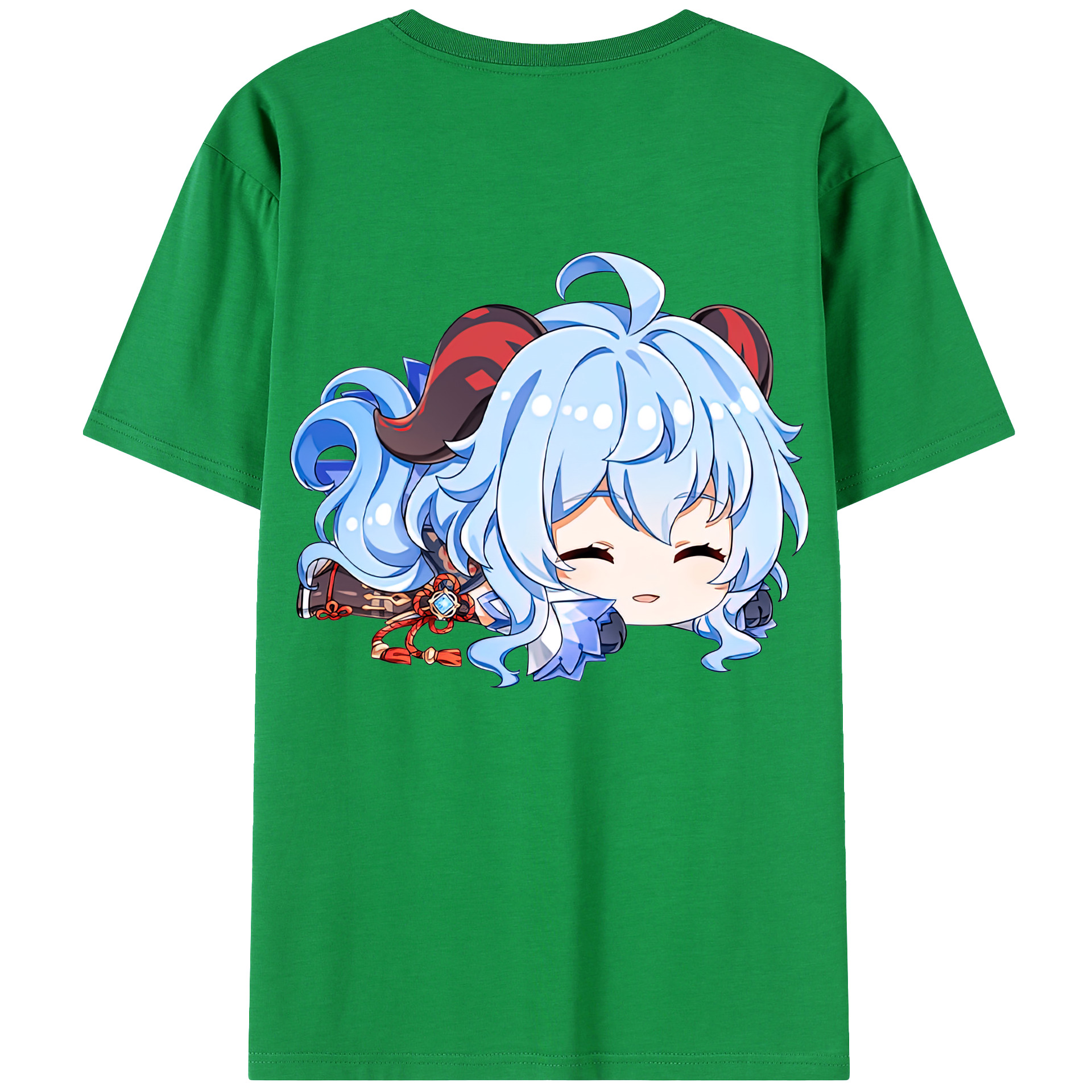 げんし神 甘雨 かんう genshin Ganyu 綿100％ メンズ半袖Tシャツ（バックプリント） 通気性