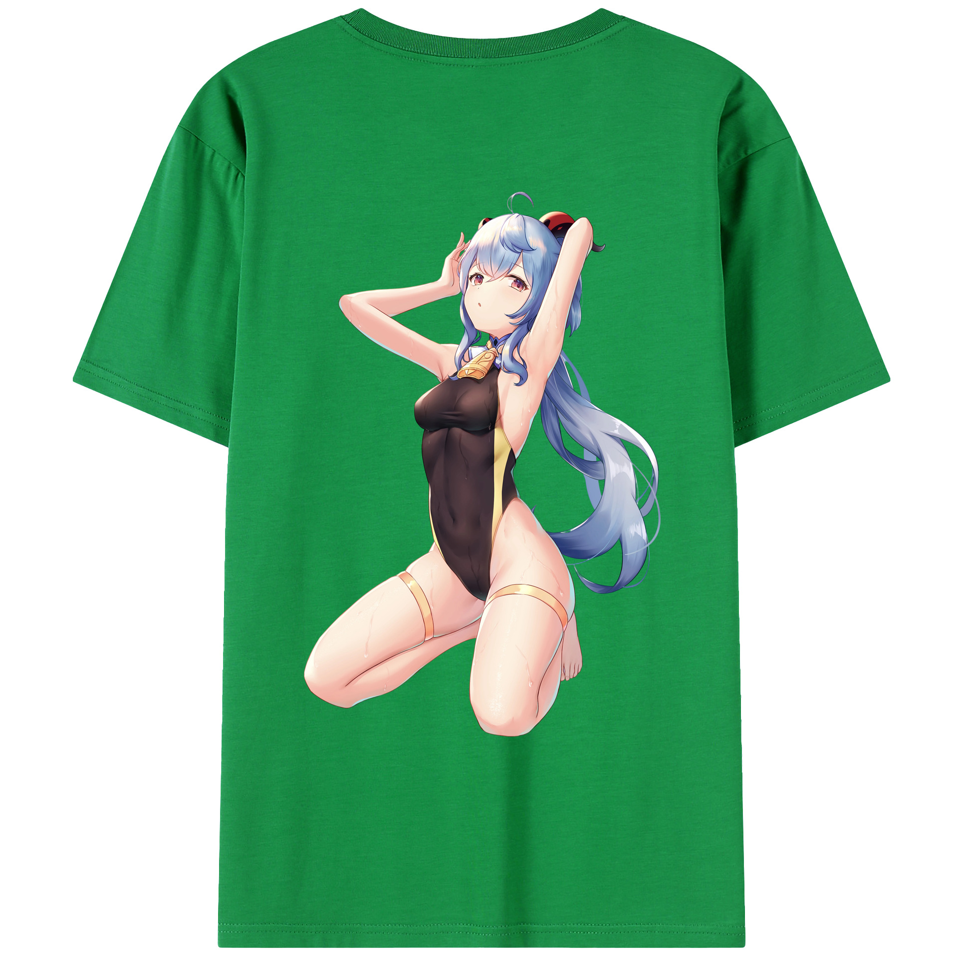 げんし神 甘雨 かんう genshin Ganyu 綿100％ メンズ半袖Tシャツ（バックプリント） 通気性