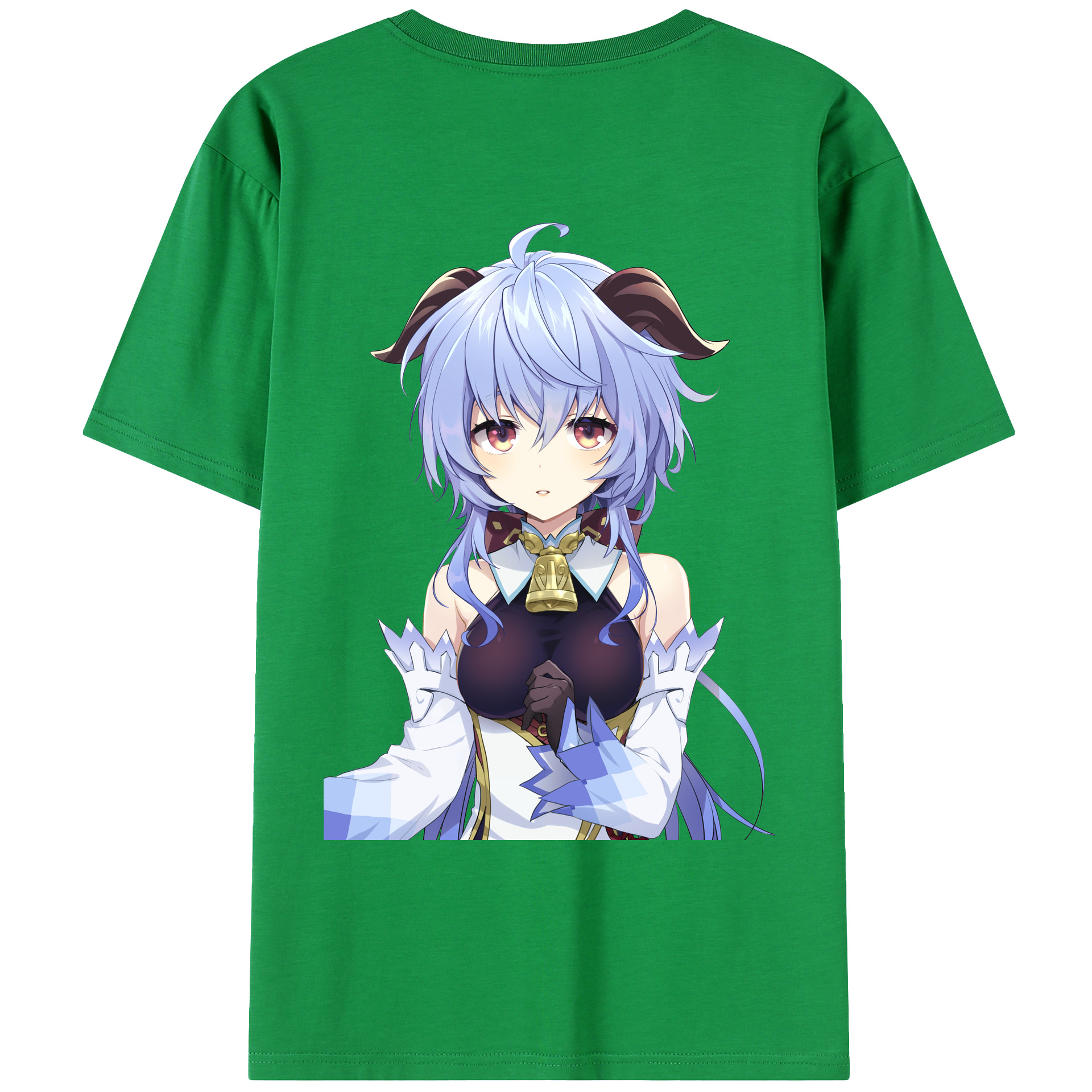 げんし神 甘雨 かんう genshin Ganyu 綿100％ メンズ半袖Tシャツ（バックプリント） 通気性