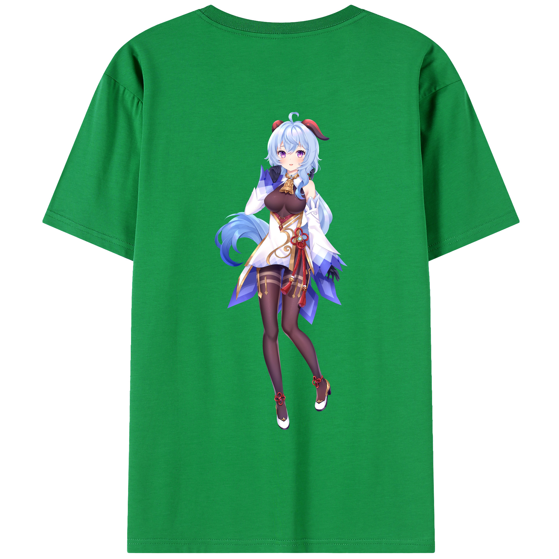 げんし神 甘雨 かんう genshin Ganyu 綿100％ メンズ半袖Tシャツ（バックプリント） 通気性