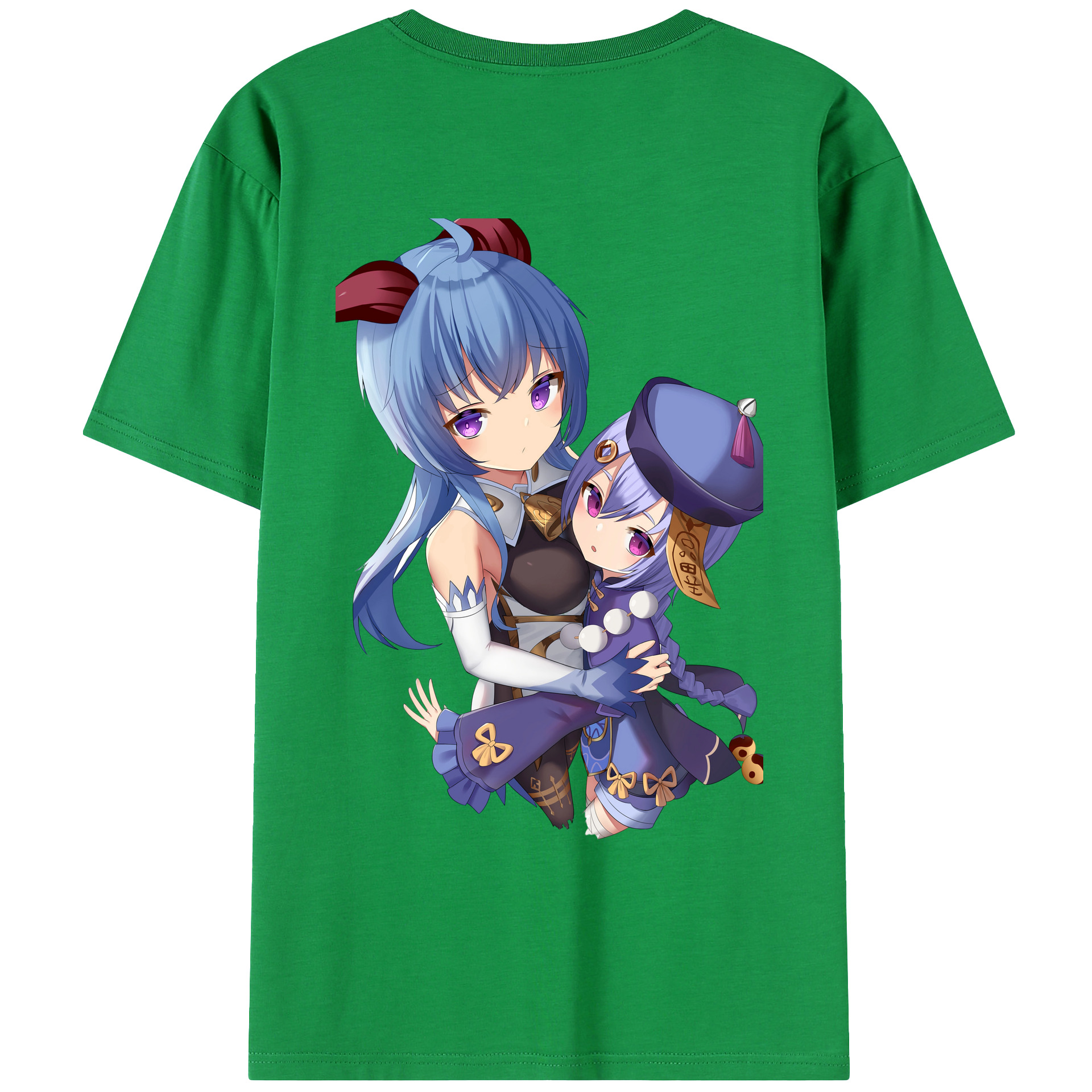 げんし神 甘雨 かんう genshin Ganyu 綿100％ メンズ半袖Tシャツ（バックプリント） 通気性