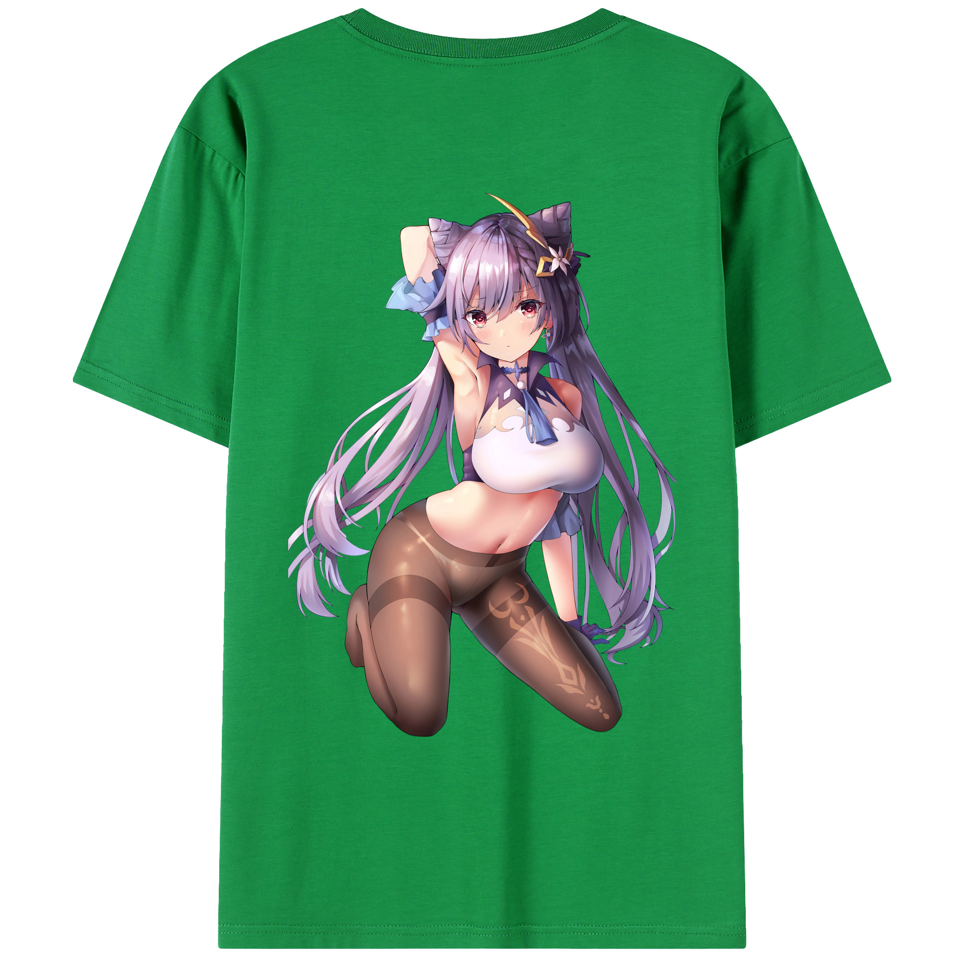 げんし神 刻晴 こくせい genshin Kokusei 綿100％ メンズ半袖Tシャツ（バックプリント） 通気性