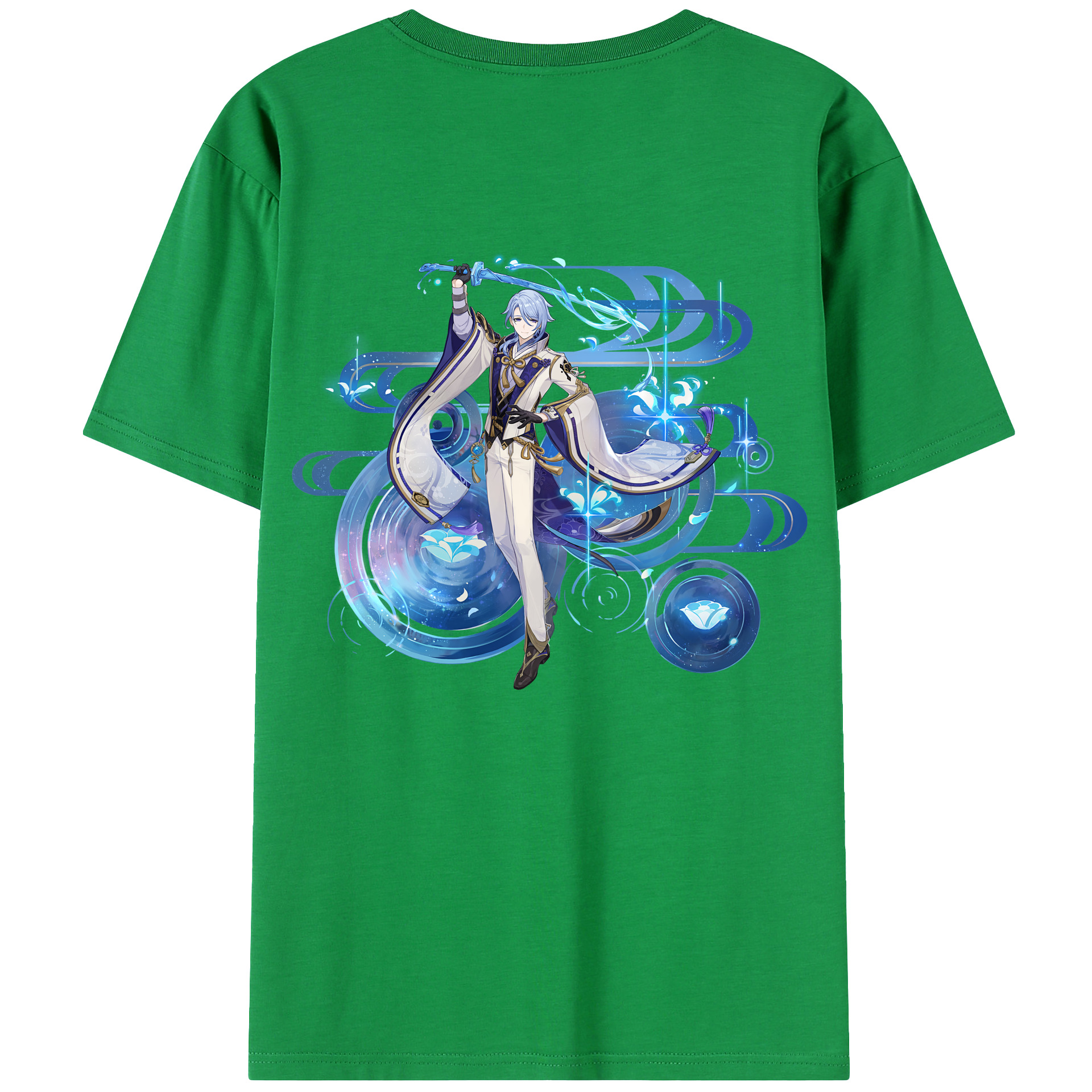 げんし神 神里綾人 かみさとあやと genshin Kamisato Ayato 綿100％ メンズ半袖Tシャツ（バックプリント） 通気性