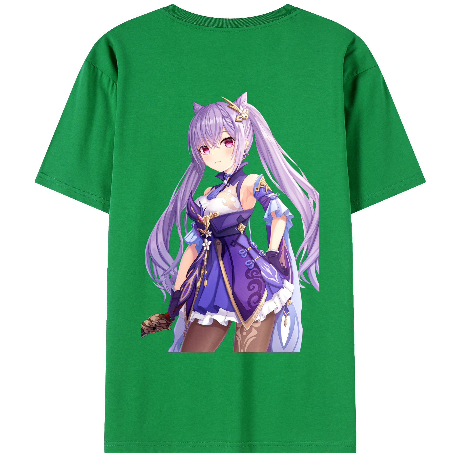 げんし神 刻晴 こくせい genshin Kokusei 綿100％ メンズ半袖Tシャツ（バックプリント） 通気性