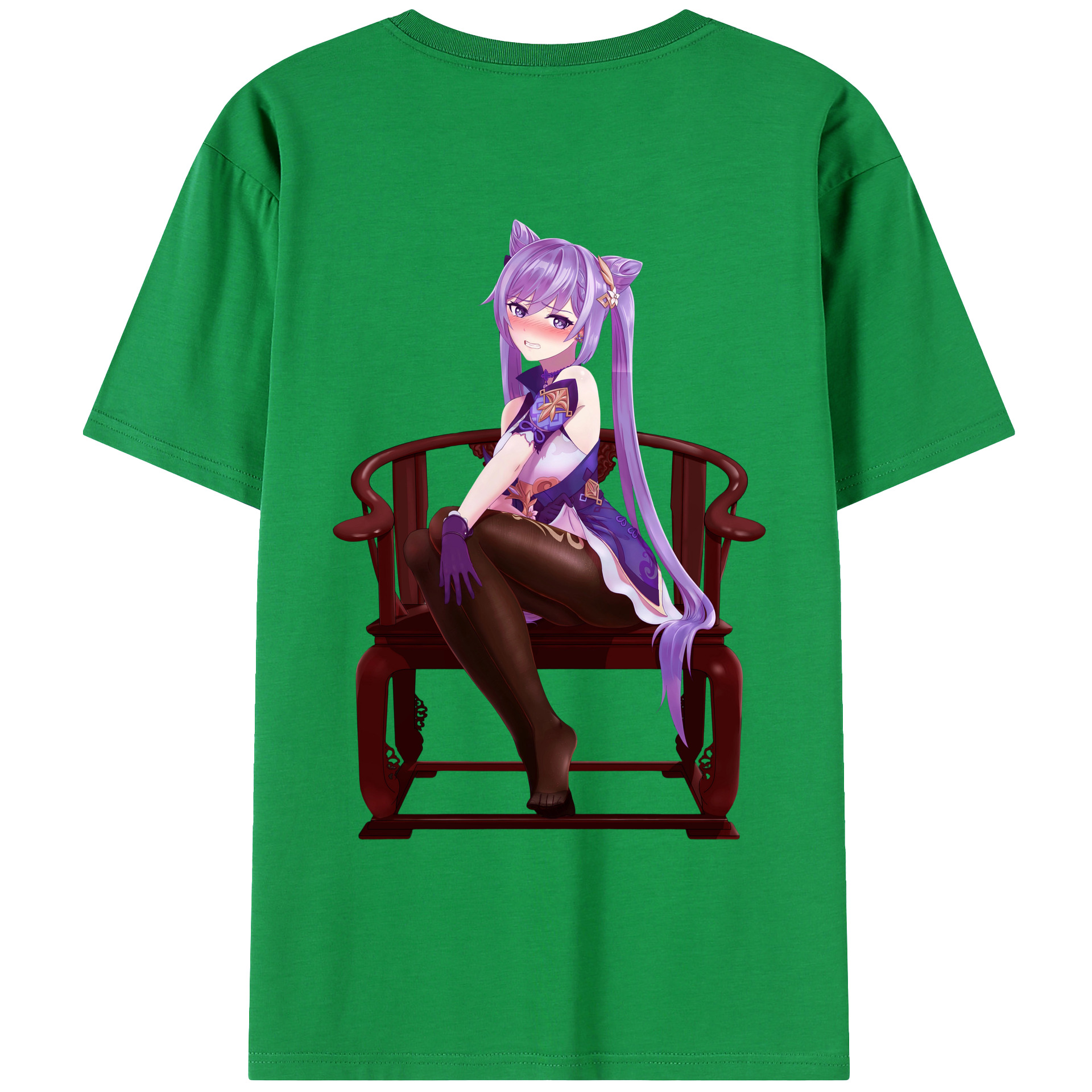 げんし神 刻晴 こくせい genshin Kokusei 綿100％ メンズ半袖Tシャツ（バックプリント） 通気性