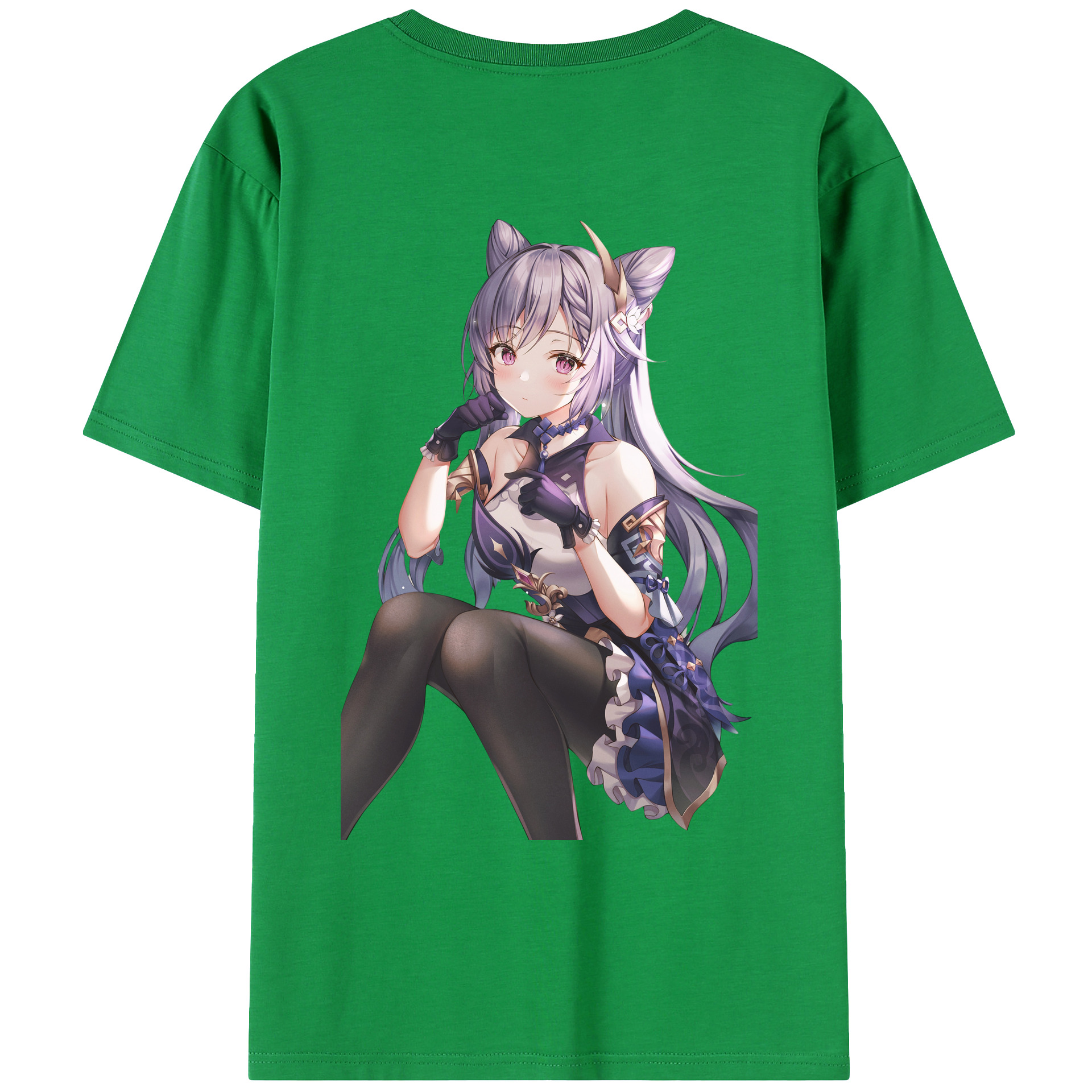 げんし神 刻晴 こくせい genshin Kokusei 綿100％ メンズ半袖Tシャツ（バックプリント） 通気性