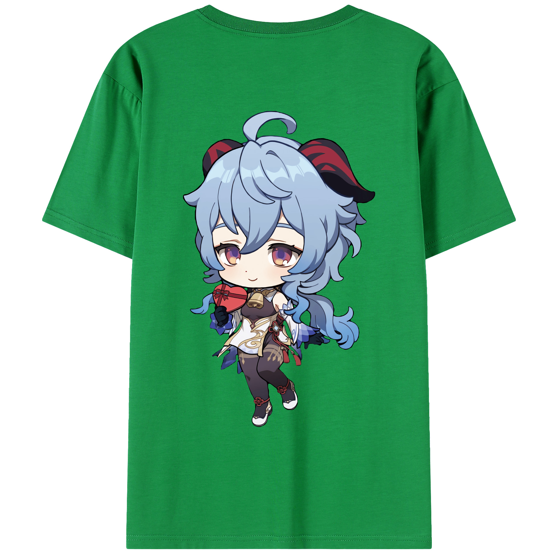 げんし神 甘雨 かんう genshin Ganyu 綿100％ メンズ半袖Tシャツ（バックプリント） 通気性