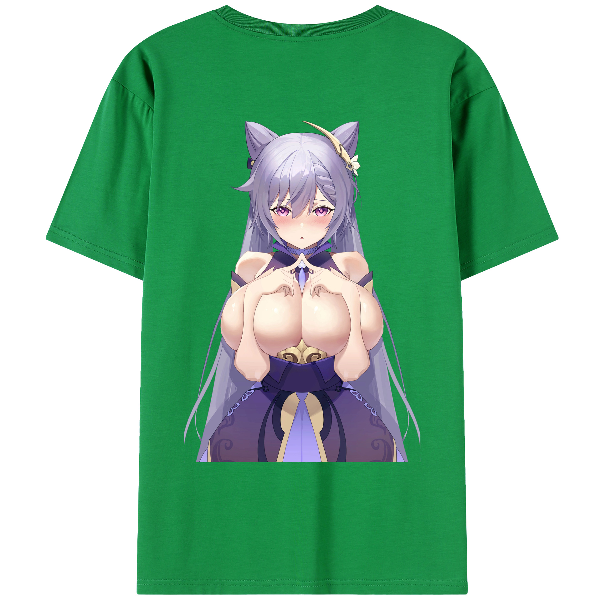 げんし神 刻晴 こくせい genshin Kokusei 綿100％ メンズ半袖Tシャツ（バックプリント） 通気性