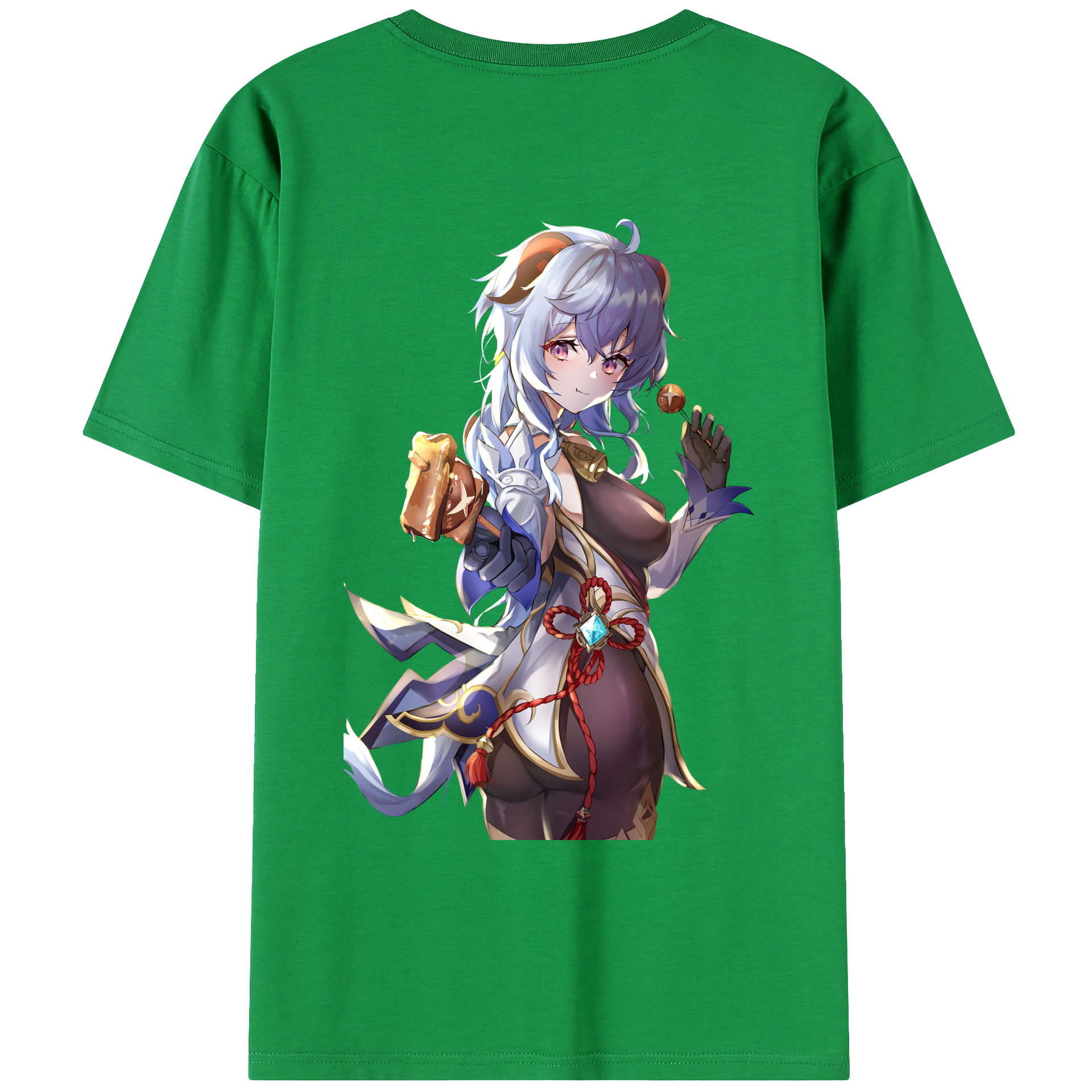 げんし神 甘雨 かんう genshin Ganyu 綿100％ メンズ半袖Tシャツ（バックプリント） 通気性