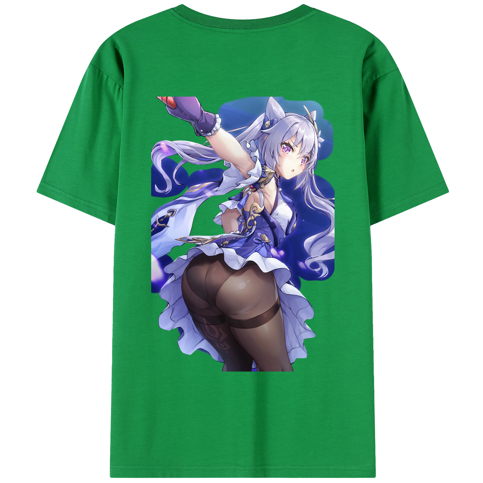 げんし神 刻晴 こくせい genshin Kokusei 綿100％ メンズ半袖Tシャツ（バックプリント） 通気性