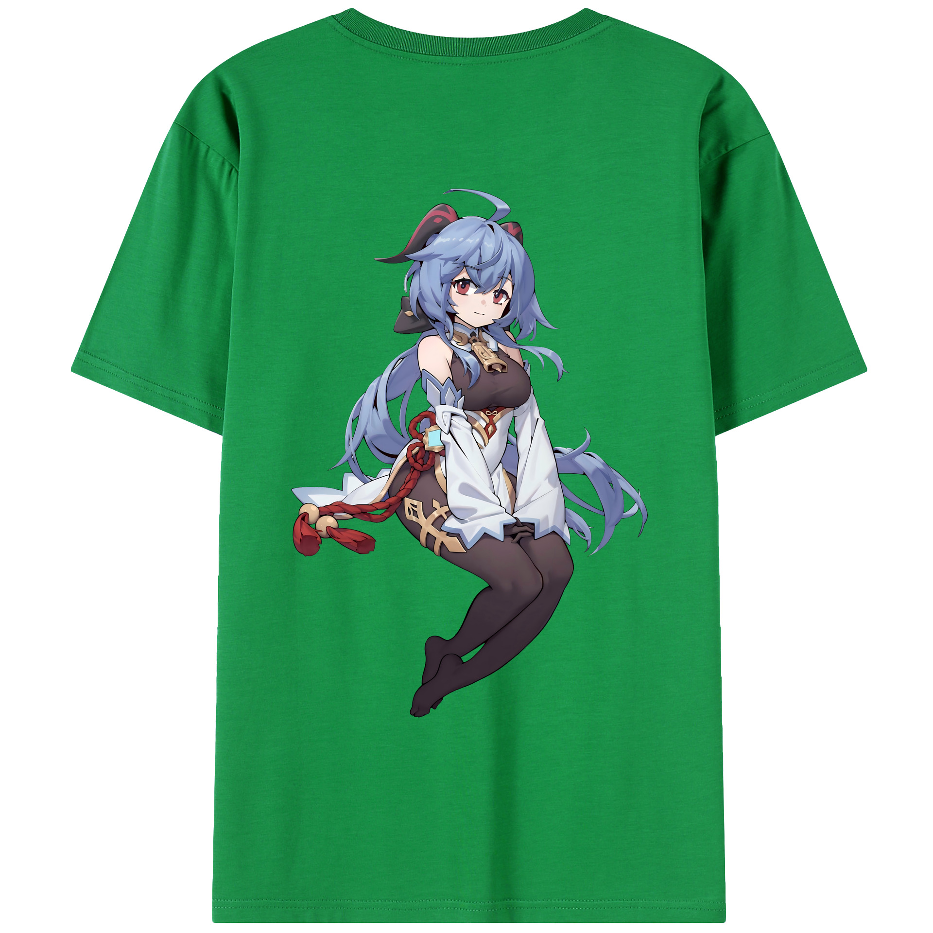 げんし神 甘雨 かんう genshin Ganyu 綿100％ メンズ半袖Tシャツ（バックプリント） 通気性