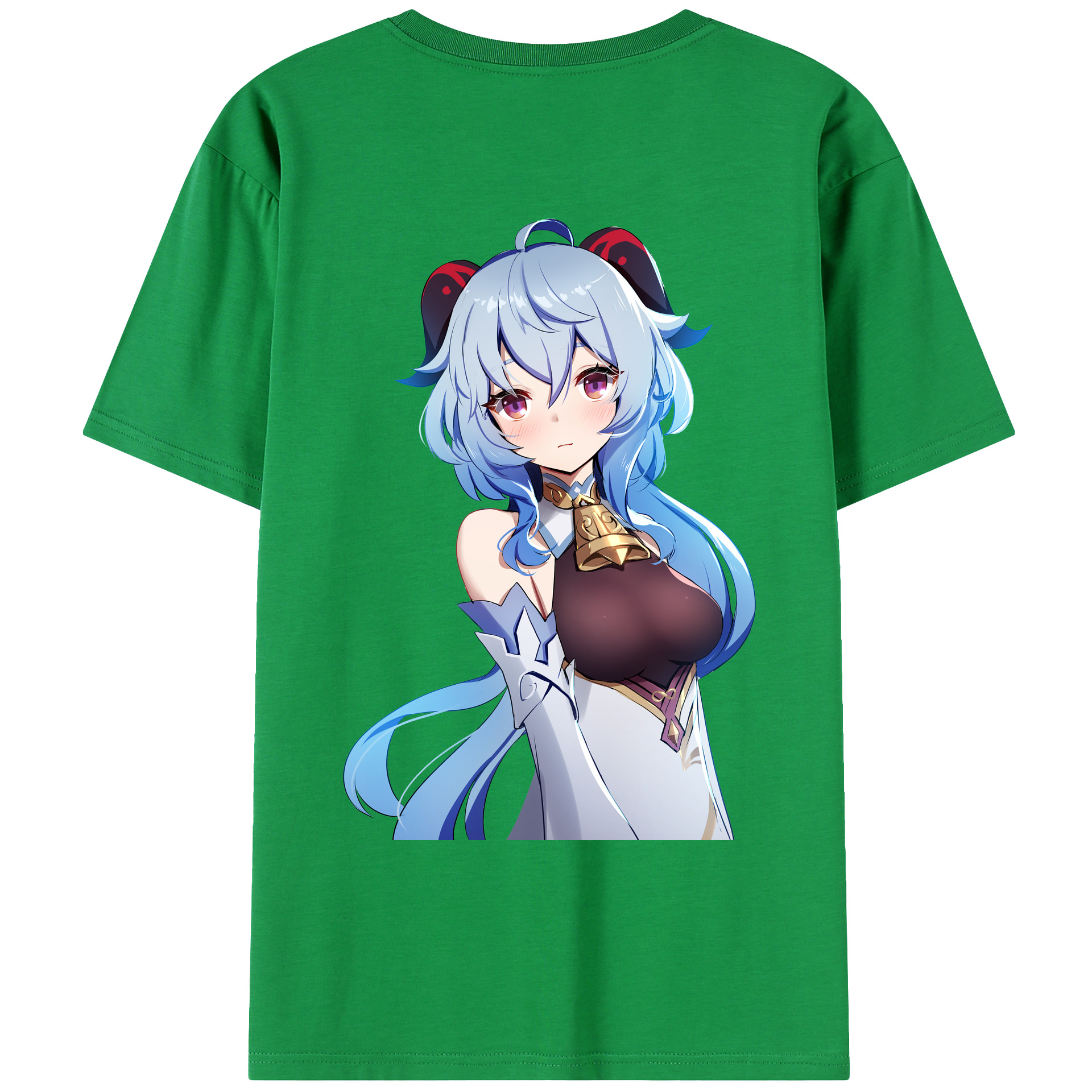 げんし神 甘雨 かんう genshin Ganyu 綿100％ メンズ半袖Tシャツ（バックプリント） 通気性