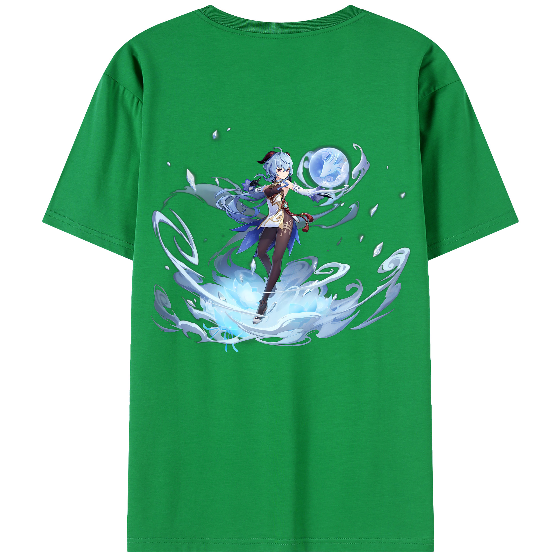 げんし神 甘雨 かんう genshin Ganyu 綿100％ メンズ半袖Tシャツ（バックプリント） 通気性