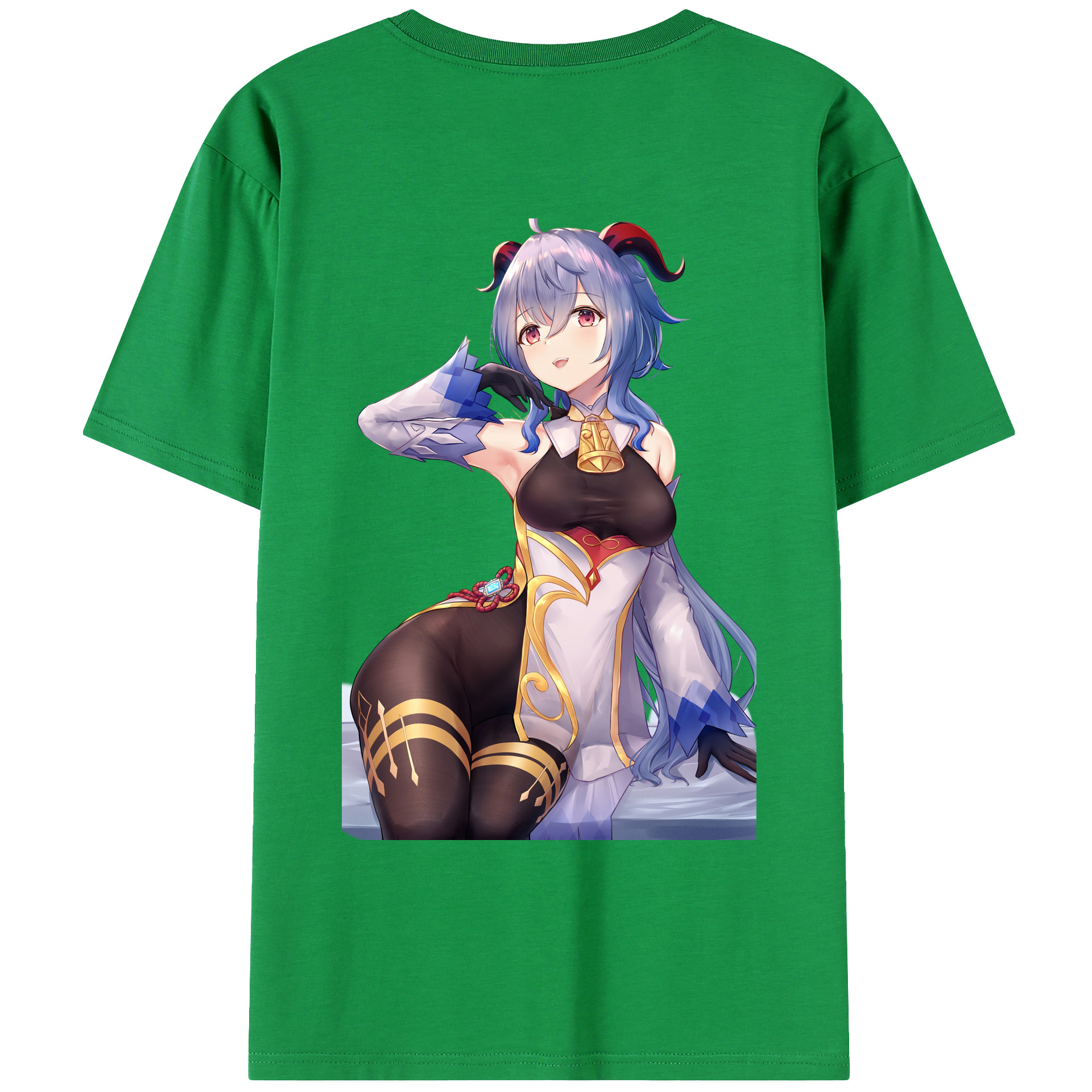 げんし神 甘雨 かんう genshin Ganyu 綿100％ メンズ半袖Tシャツ（バックプリント） 通気性
