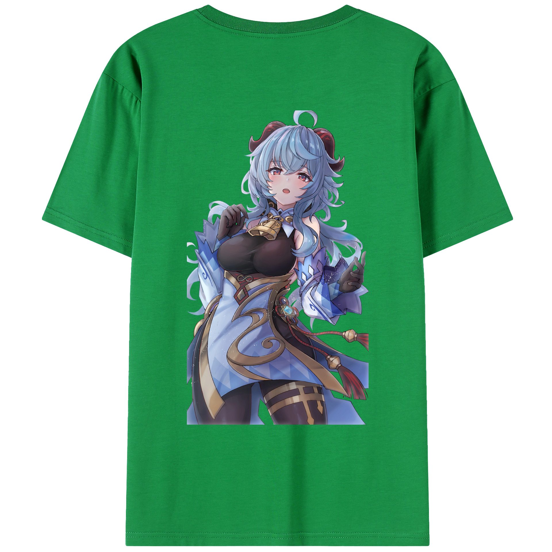 げんし神 甘雨 かんう genshin Ganyu 綿100％ メンズ半袖Tシャツ（バックプリント） 通気性